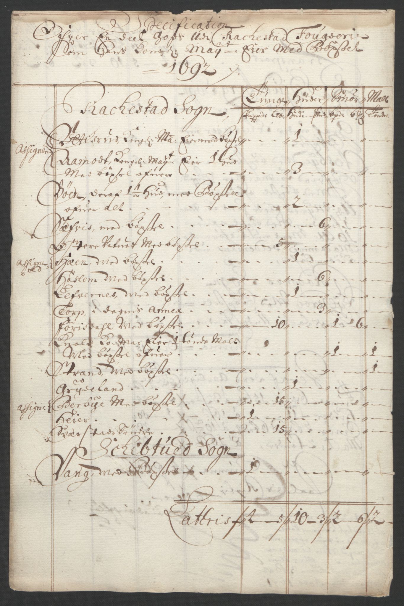 Rentekammeret inntil 1814, Reviderte regnskaper, Fogderegnskap, RA/EA-4092/R05/L0278: Fogderegnskap Rakkestad, 1691-1693, p. 168