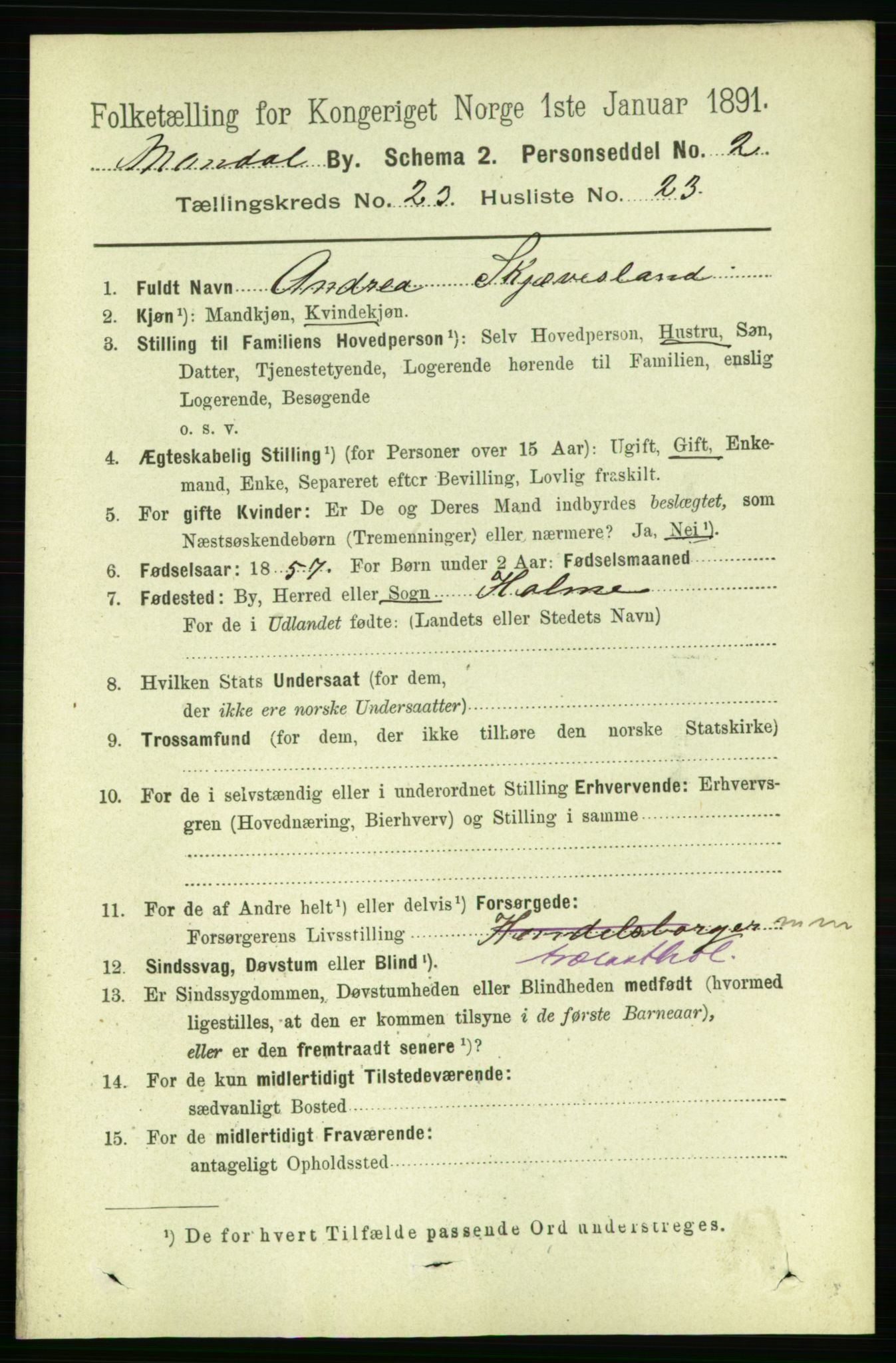 RA, 1891 census for 1002 Mandal, 1891, p. 4431