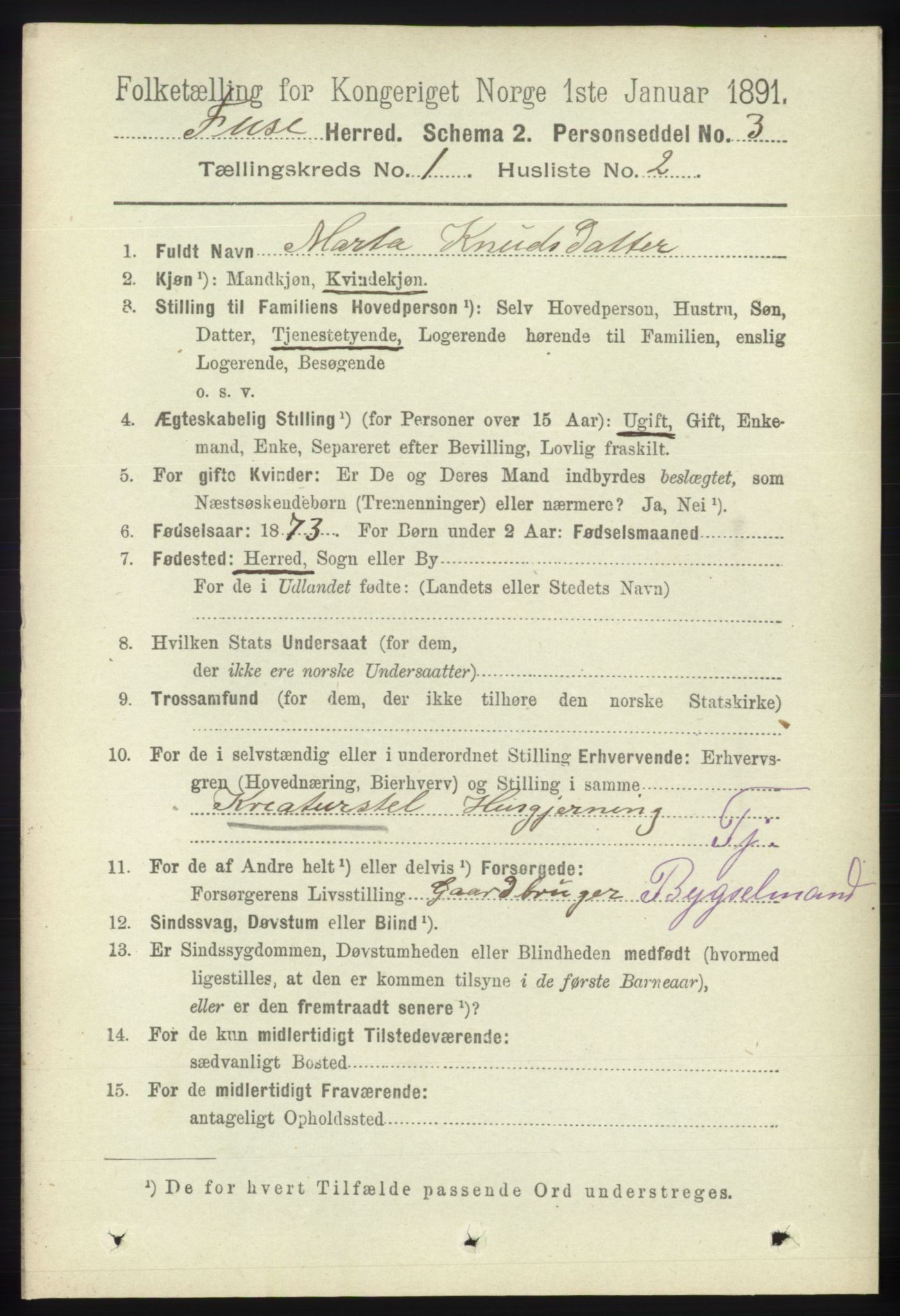 RA, 1891 census for 1241 Fusa, 1891, p. 82
