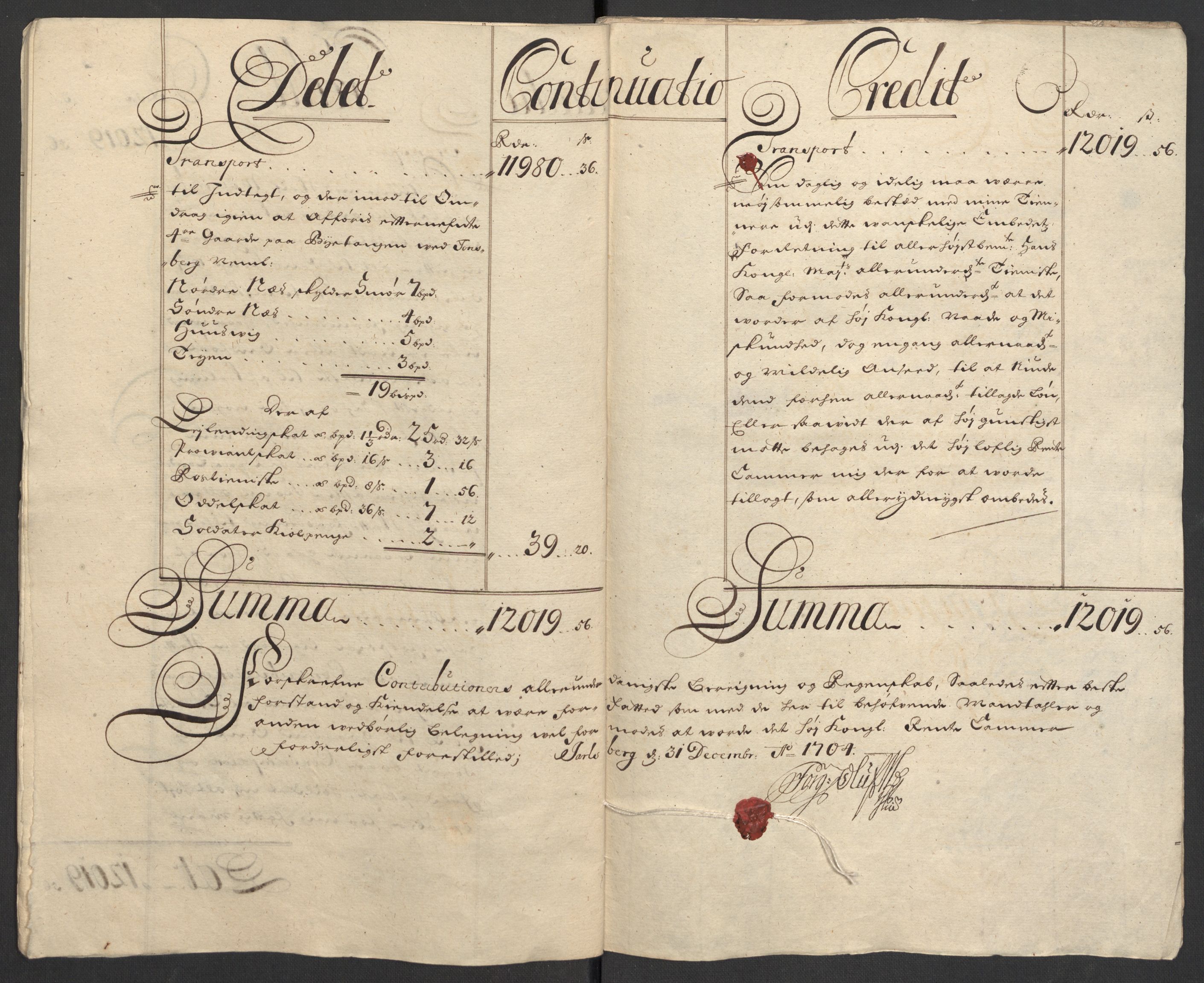 Rentekammeret inntil 1814, Reviderte regnskaper, Fogderegnskap, AV/RA-EA-4092/R32/L1871: Fogderegnskap Jarlsberg grevskap, 1703-1705, p. 212