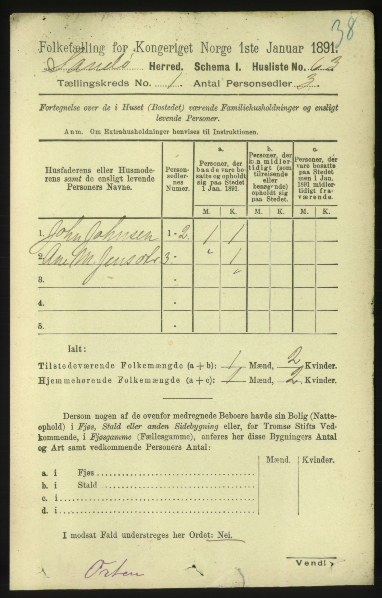 RA, 1891 census for 1546 Sandøy, 1891, p. 75