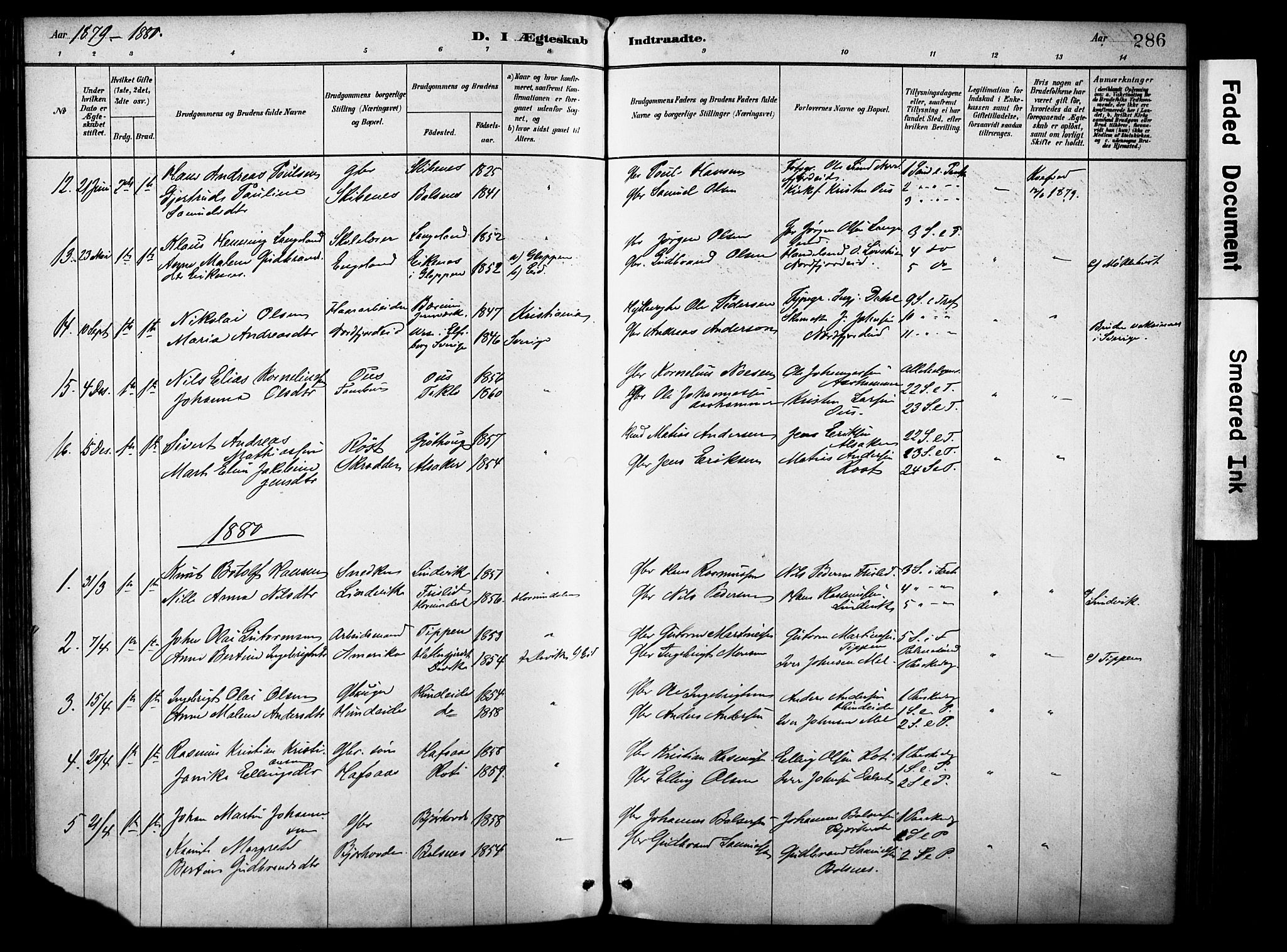 Eid sokneprestembete, SAB/A-82301/H/Haa/Haab/L0001: Parish register (official) no. B 1, 1879-1906, p. 286