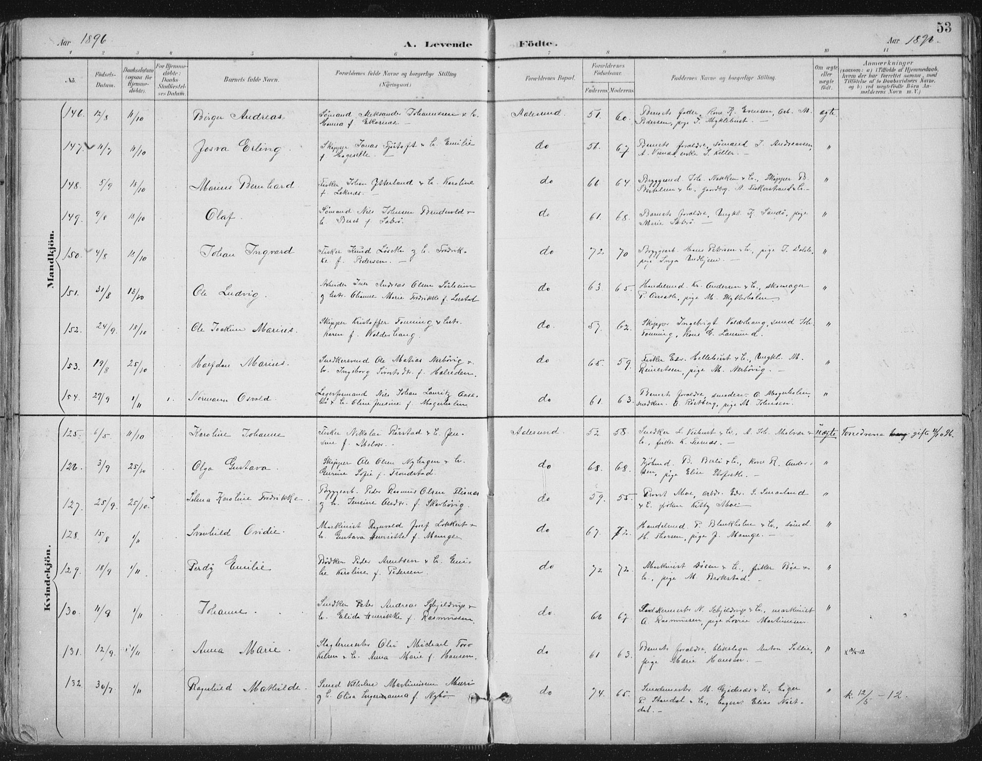 Ministerialprotokoller, klokkerbøker og fødselsregistre - Møre og Romsdal, SAT/A-1454/529/L0456: Parish register (official) no. 529A06, 1894-1906, p. 53