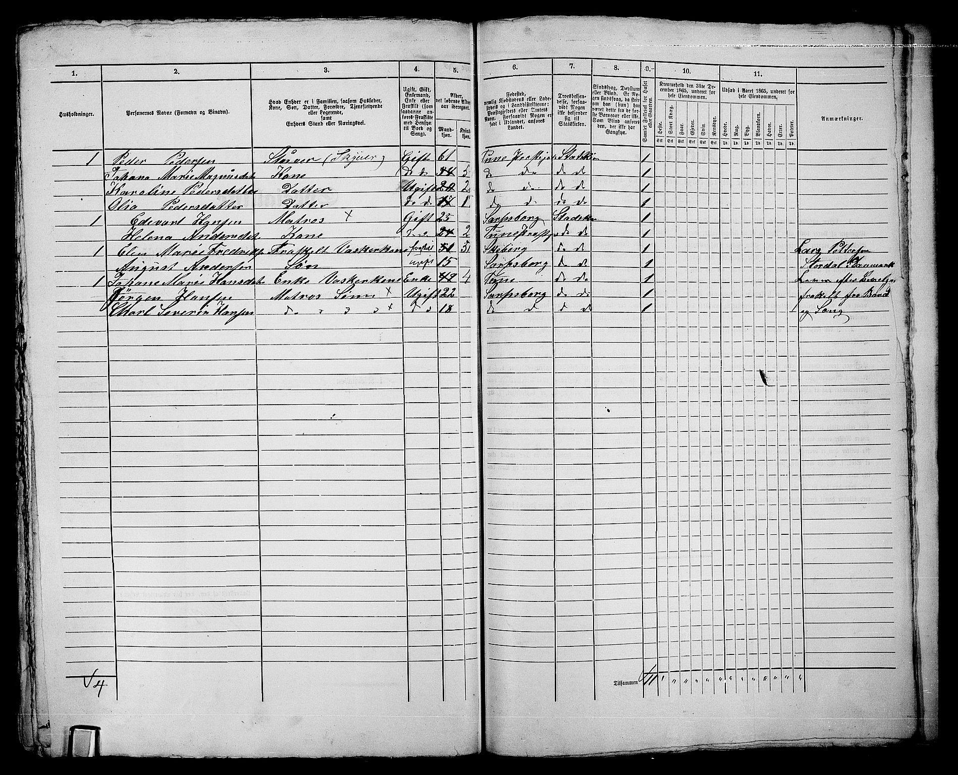 RA, 1865 census for Sarpsborg, 1865, p. 572