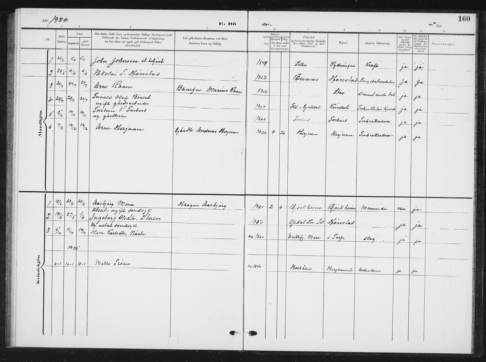 Ministerialprotokoller, klokkerbøker og fødselsregistre - Sør-Trøndelag, SAT/A-1456/616/L0424: Parish register (copy) no. 616C07, 1904-1940, p. 160