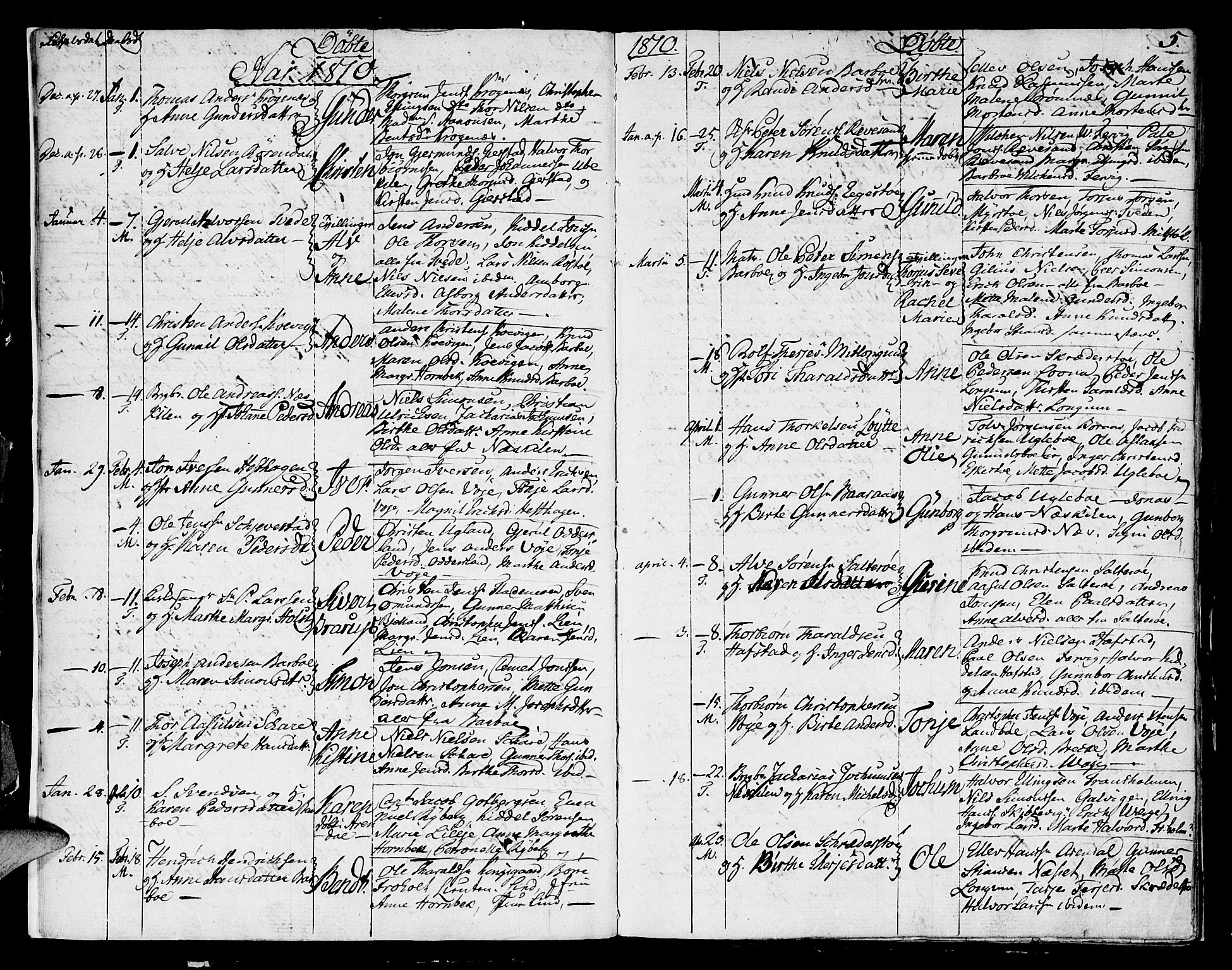 Austre Moland sokneprestkontor, SAK/1111-0001/F/Fa/Faa/L0003: Parish register (official) no. A 3, 1808-1815, p. 5