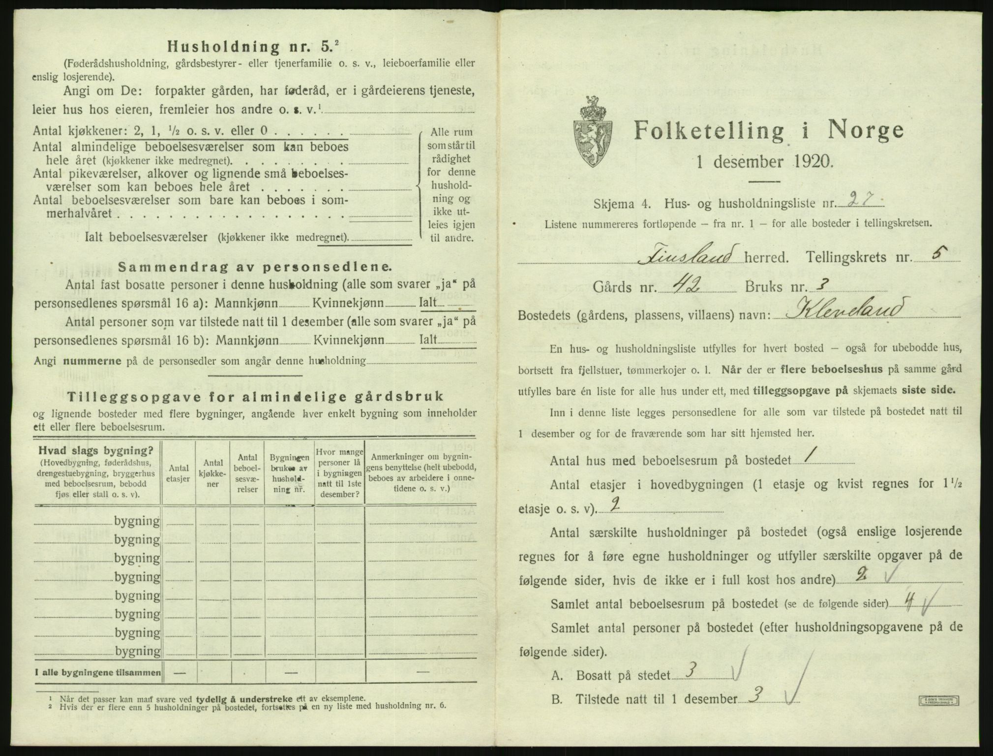 SAK, 1920 census for Finsland, 1920, p. 366