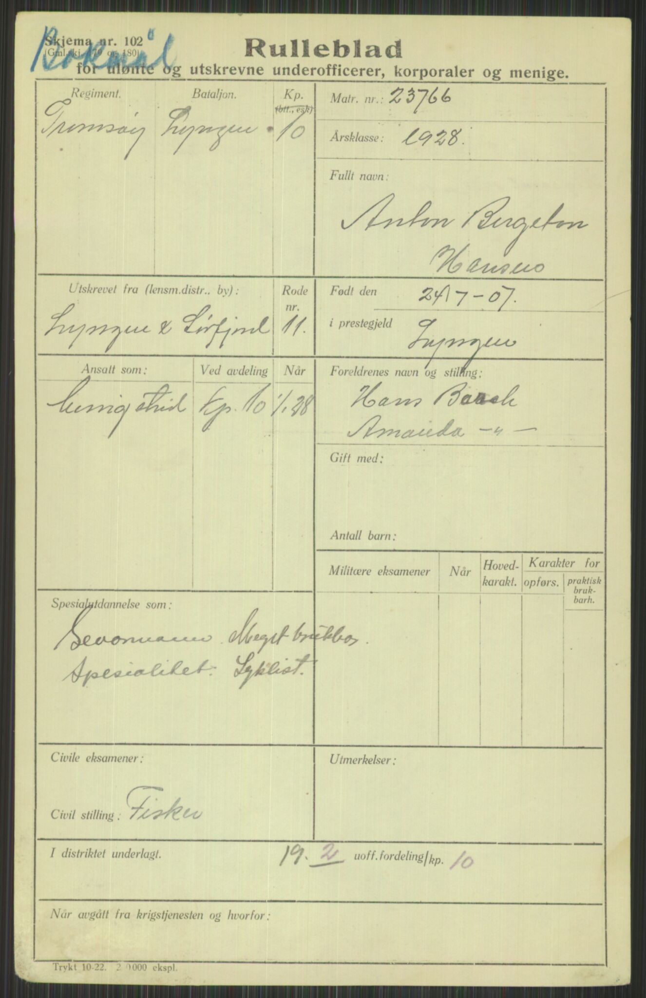 Forsvaret, Troms infanteriregiment nr. 16, AV/RA-RAFA-3146/P/Pa/L0013/0003: Rulleblad / Rulleblad for regimentets menige mannskaper, årsklasse 1928, 1928, p. 167