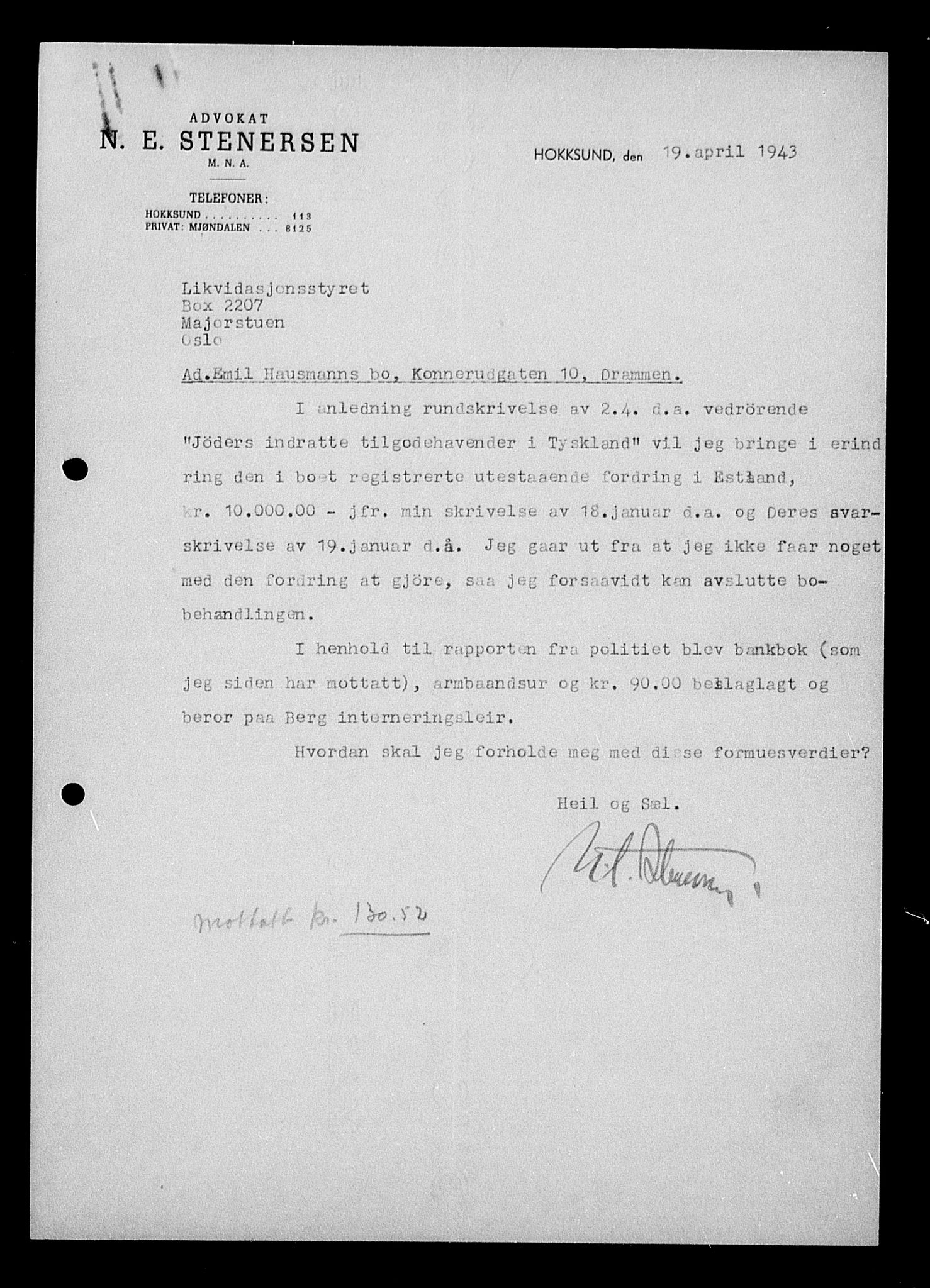 Justisdepartementet, Tilbakeføringskontoret for inndratte formuer, AV/RA-S-1564/H/Hc/Hcd/L0999: --, 1945-1947, p. 24