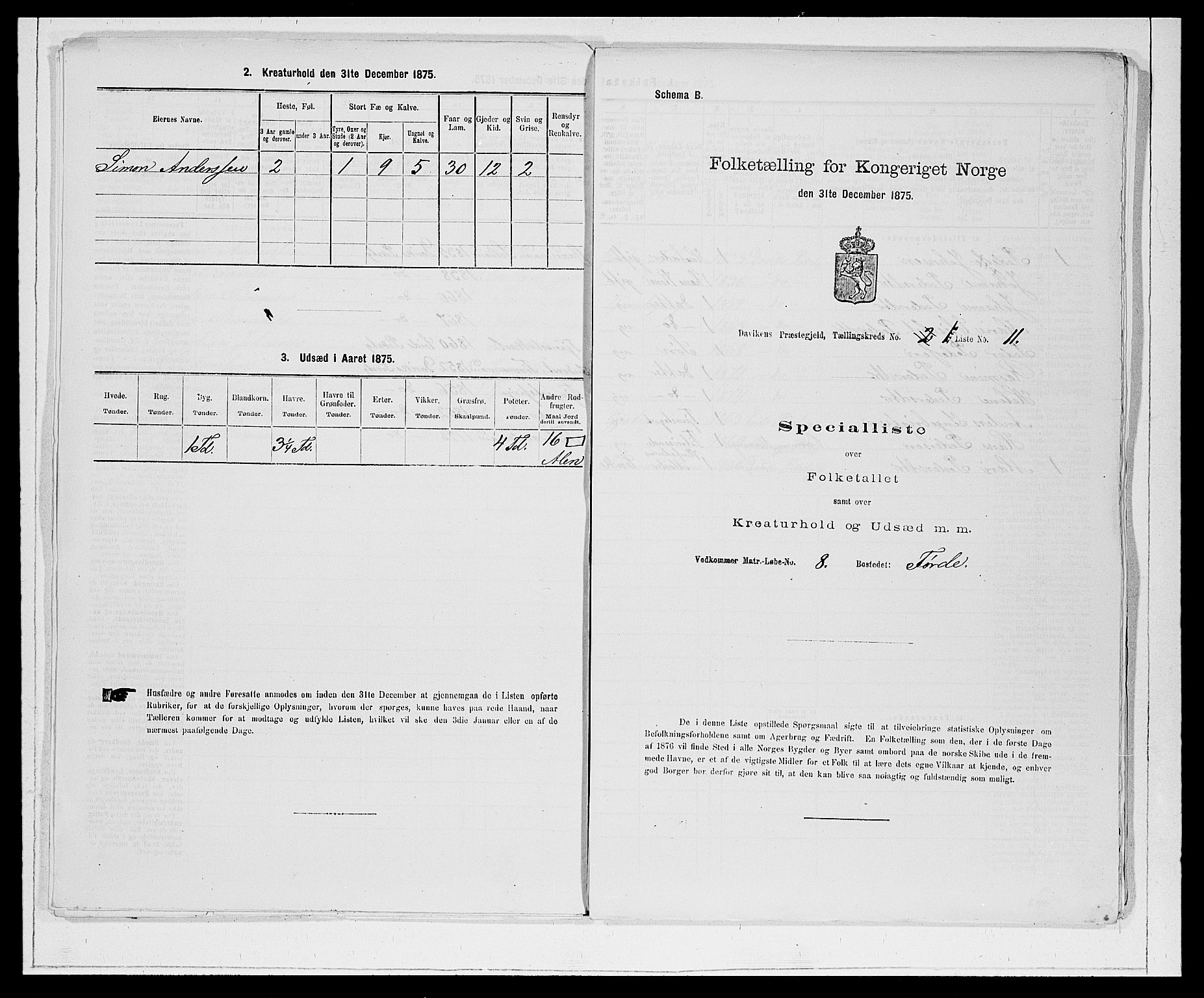 SAB, 1875 Census for 1442P Davik, 1875, p. 45