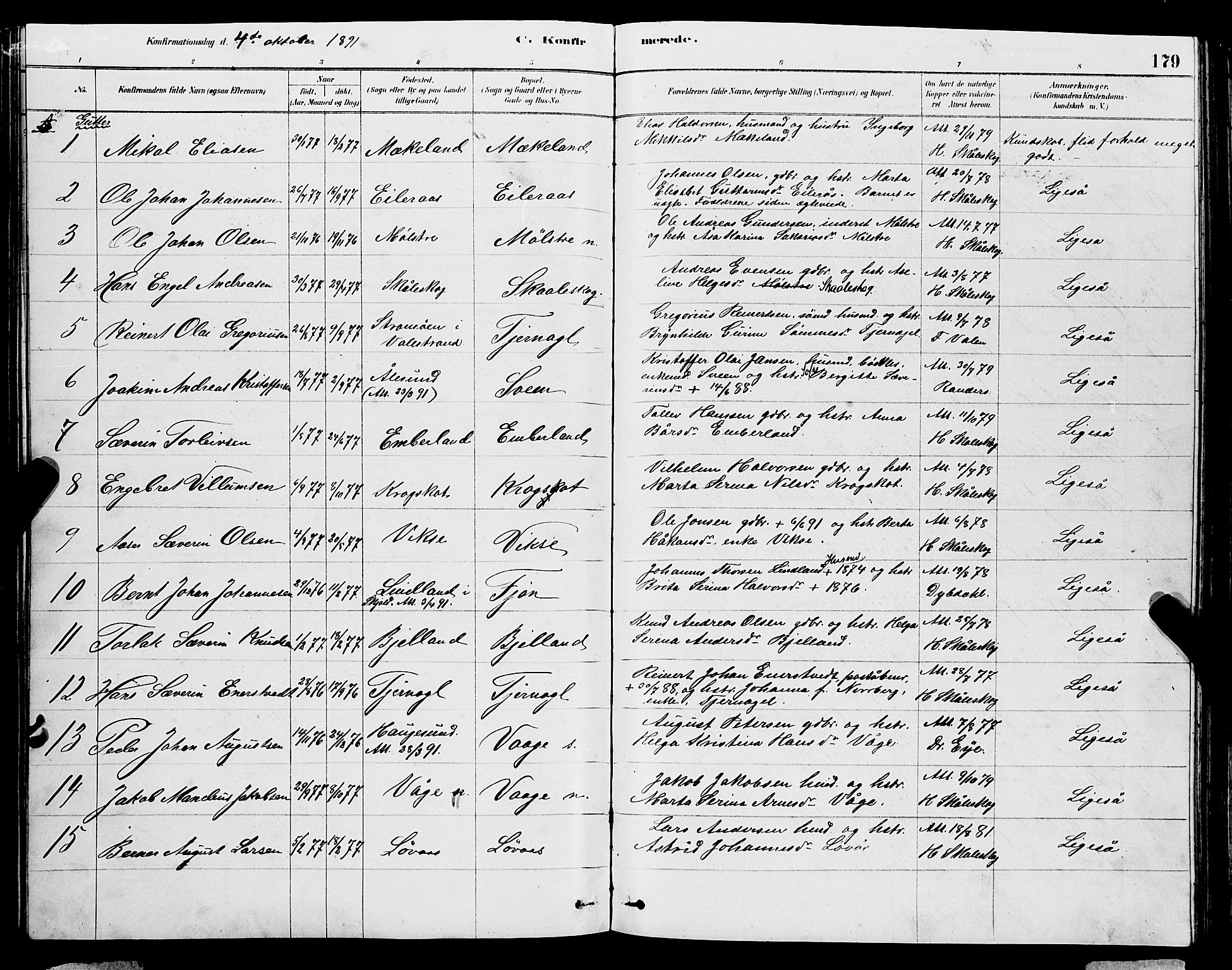 Sveio Sokneprestembete, SAB/A-78501/H/Hab: Parish register (copy) no. A 3, 1878-1896, p. 179