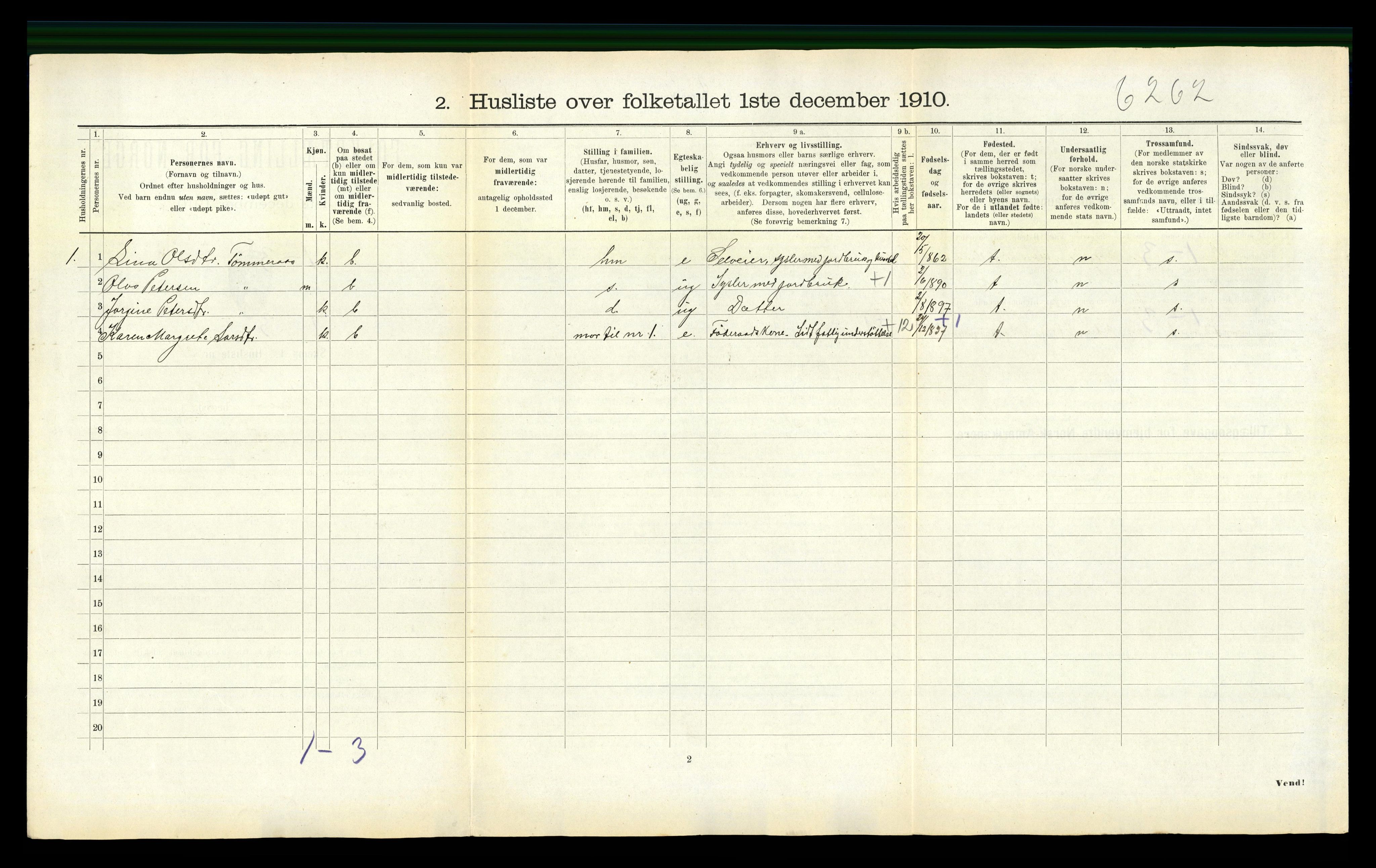 RA, 1910 census for Åsen, 1910, p. 257