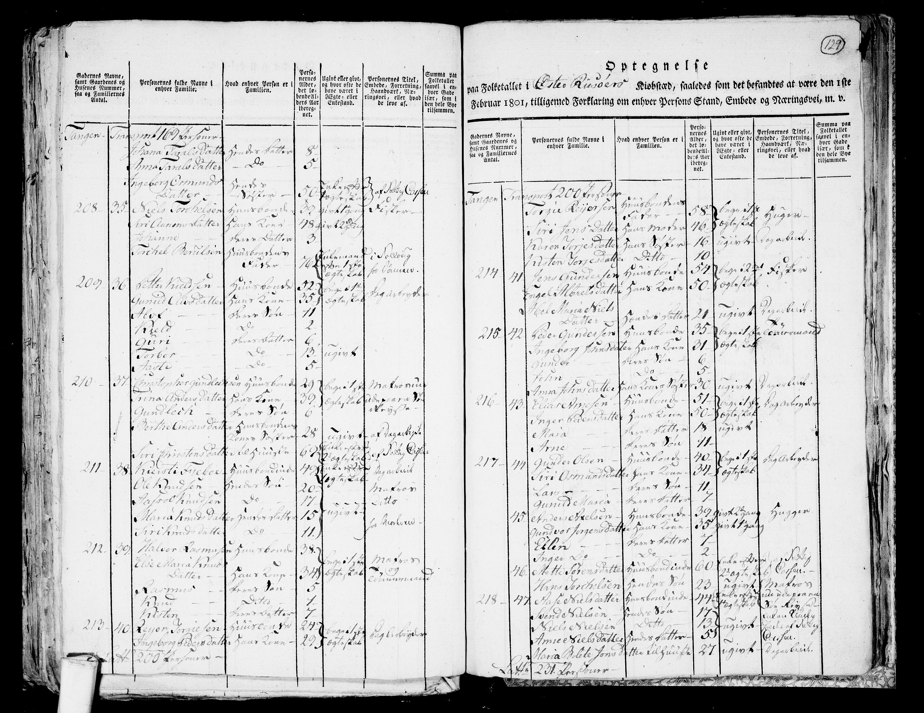 RA, 1801 census for 0901P Risør, 1801, p. 128b-129a