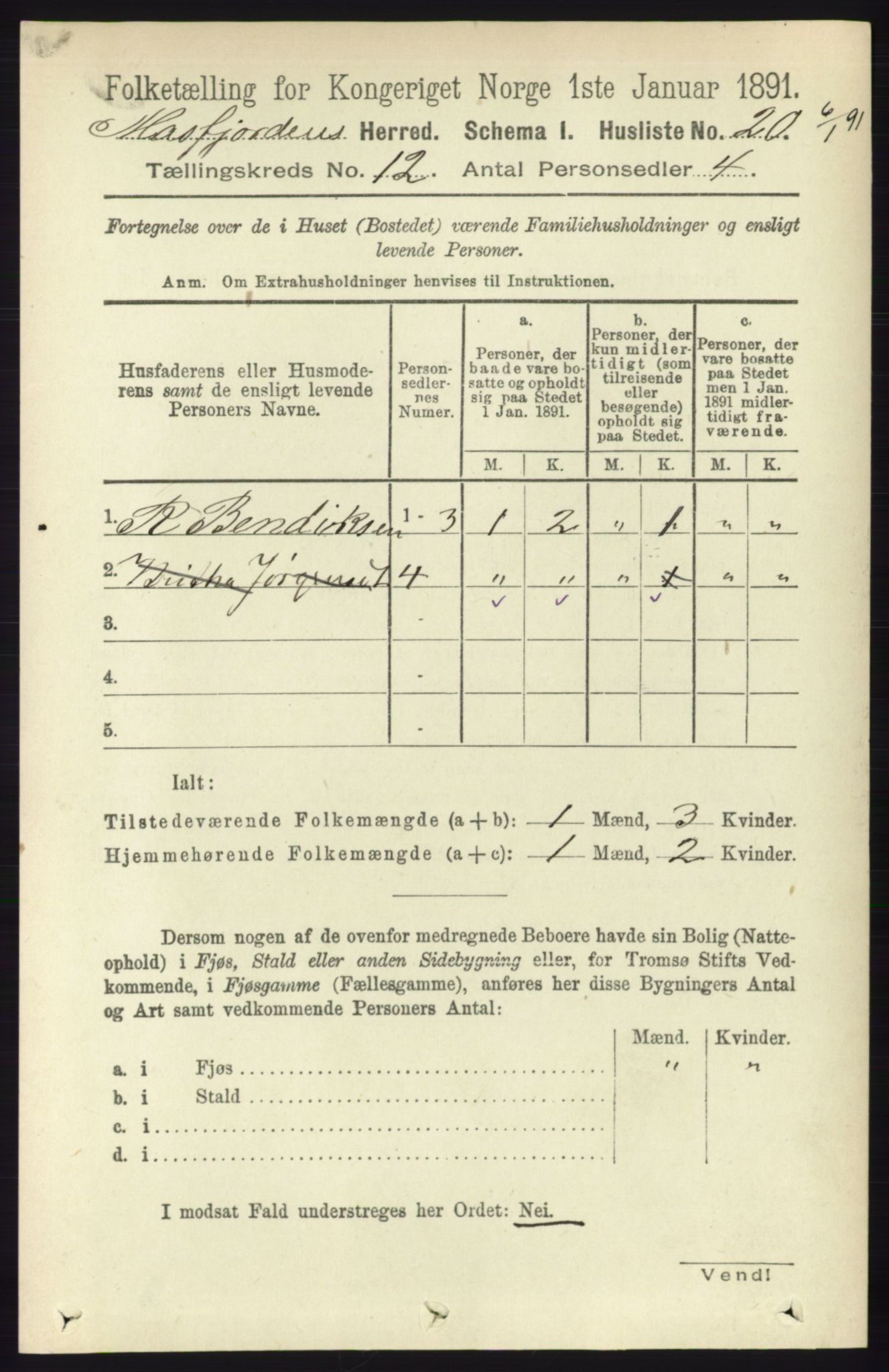 RA, 1891 census for 1266 Masfjorden, 1891, p. 2451