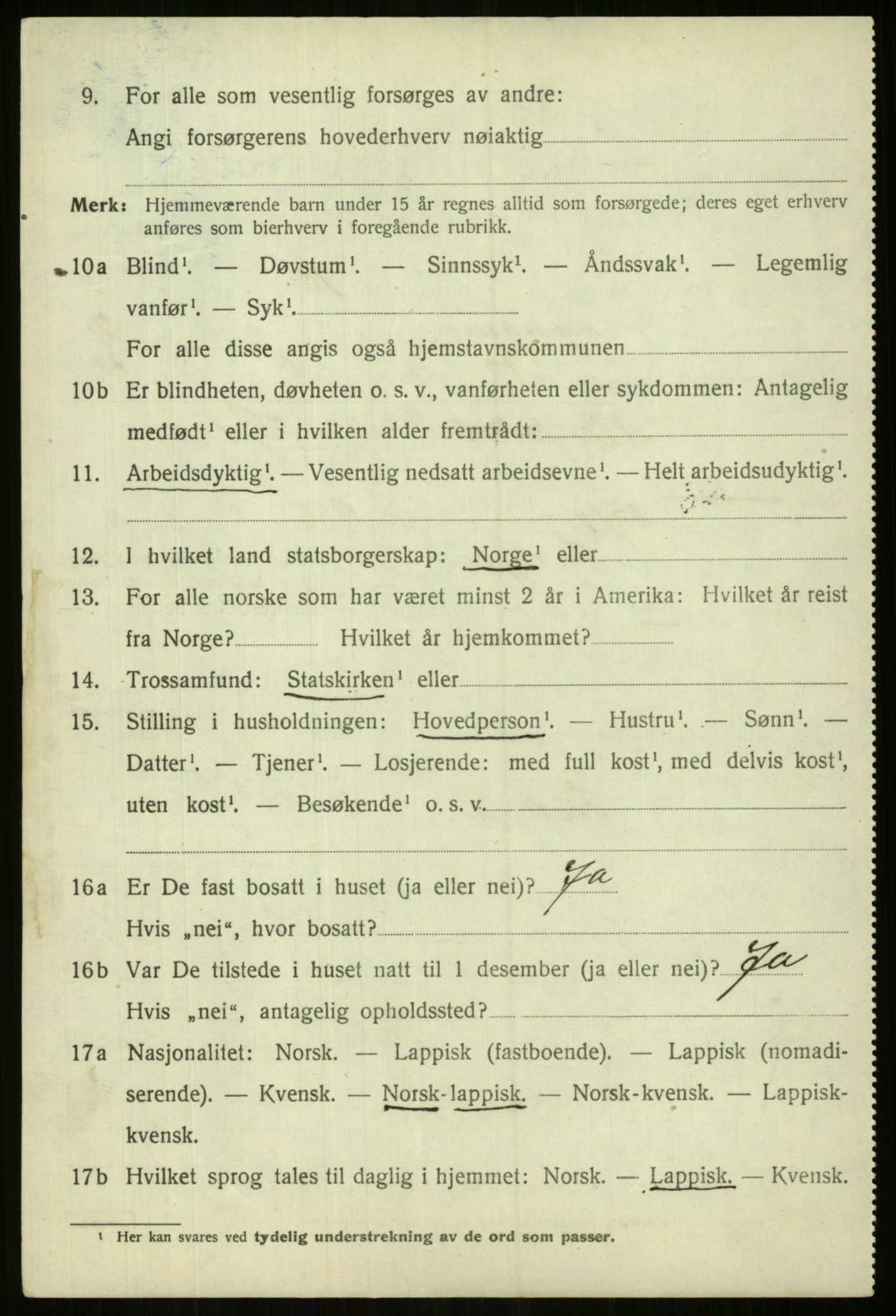 SATØ, 1920 census for Lyngen, 1920, p. 3484