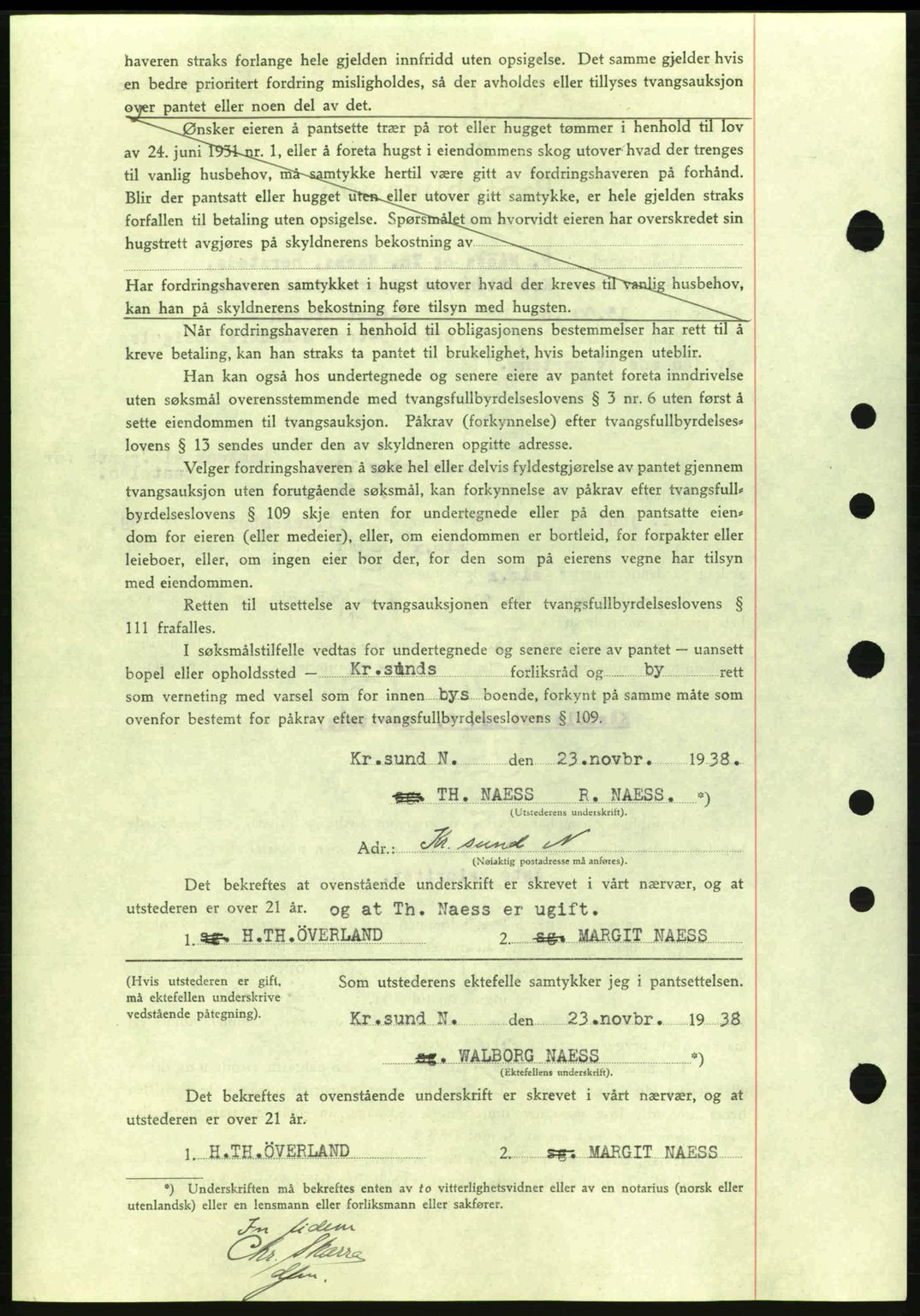 Kristiansund byfogd, SAT/A-4587/A/27: Mortgage book no. 31, 1938-1939, Diary no: : 873/1938