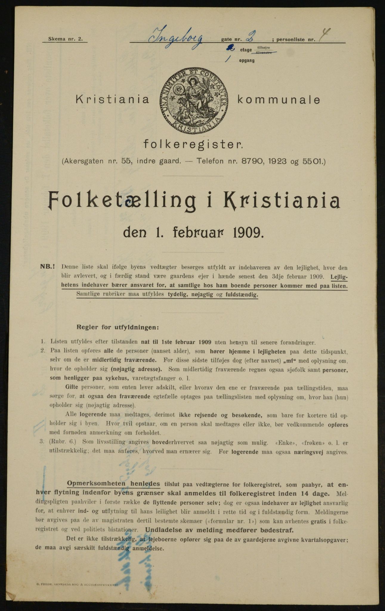 OBA, Municipal Census 1909 for Kristiania, 1909, p. 39951