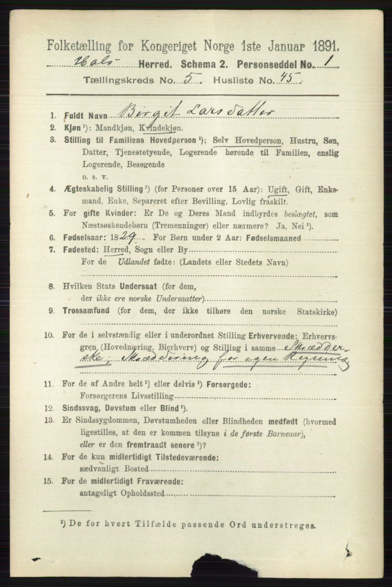 RA, 1891 census for 0620 Hol, 1891, p. 1708