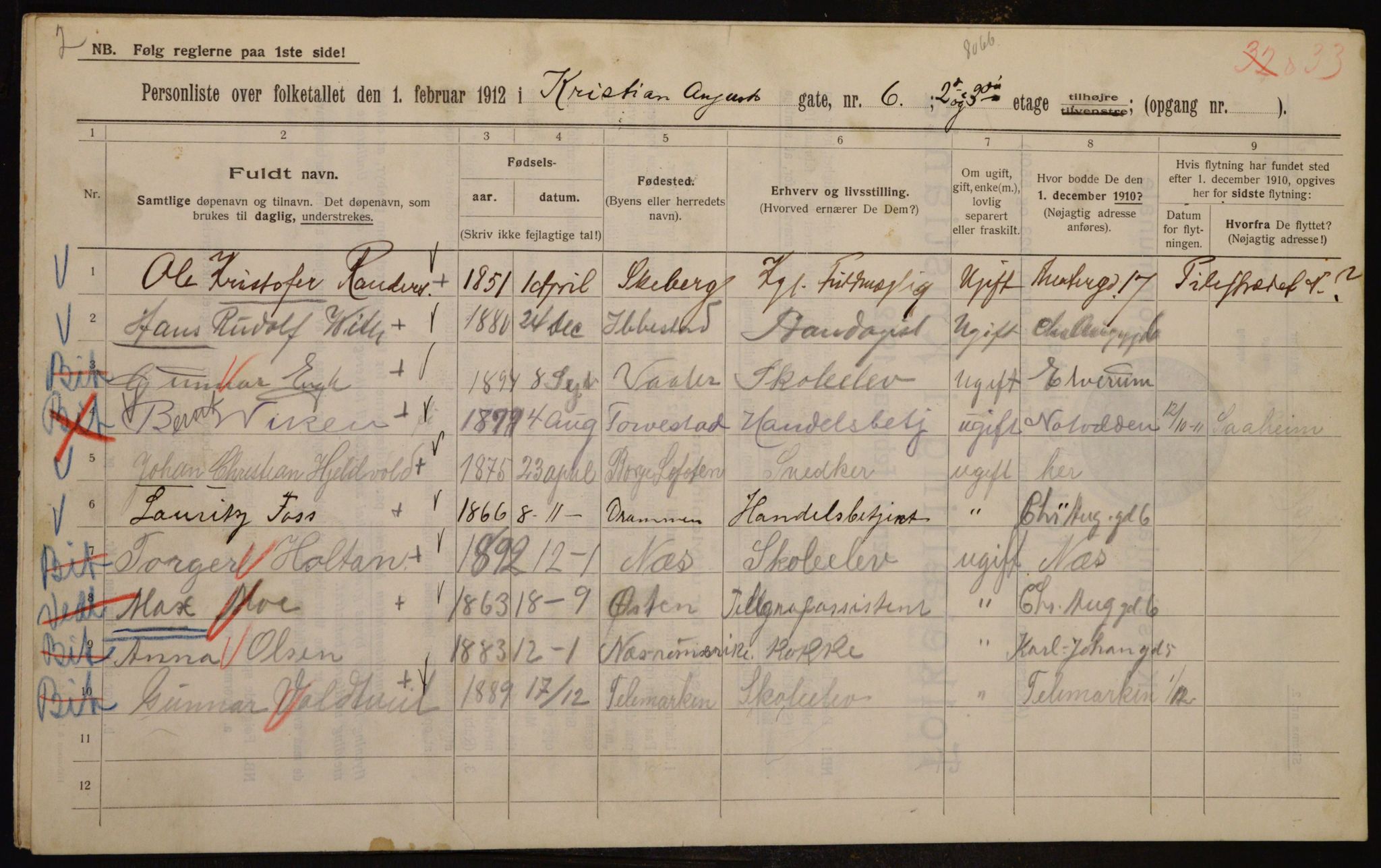 OBA, Municipal Census 1912 for Kristiania, 1912, p. 54222