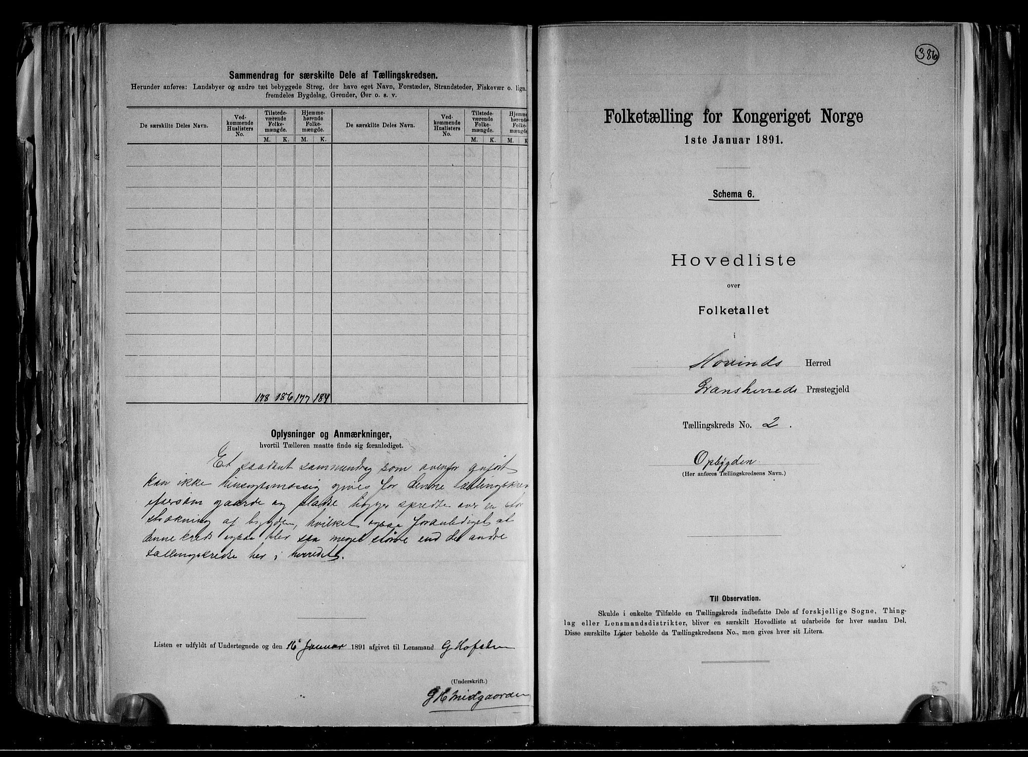 RA, 1891 census for 0825 Hovin, 1891, p. 7