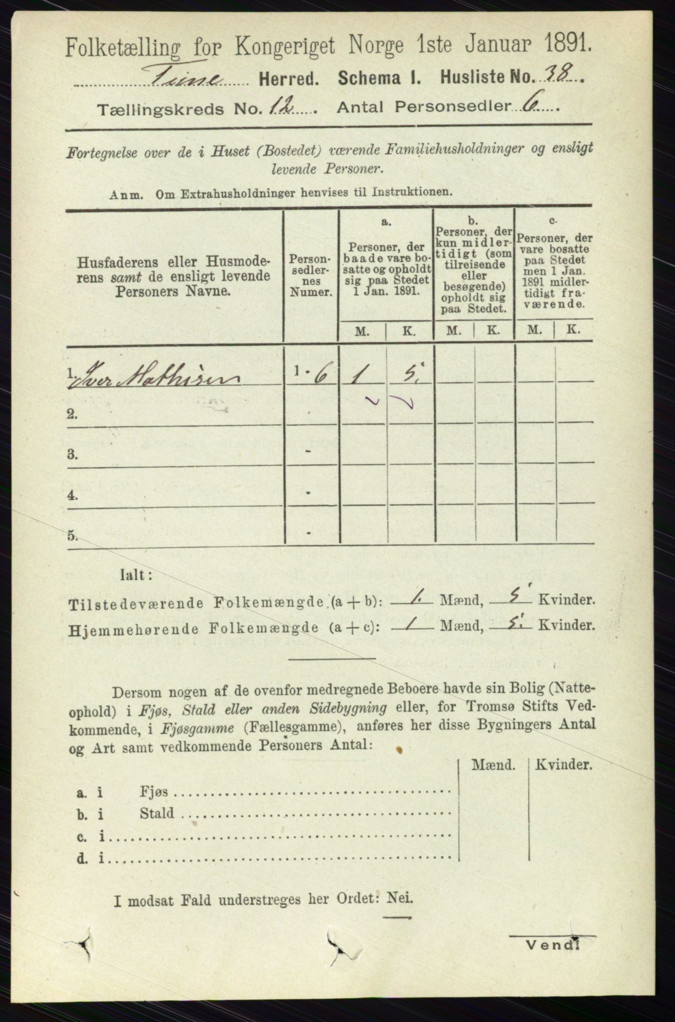 RA, 1891 census for 0130 Tune, 1891, p. 7199