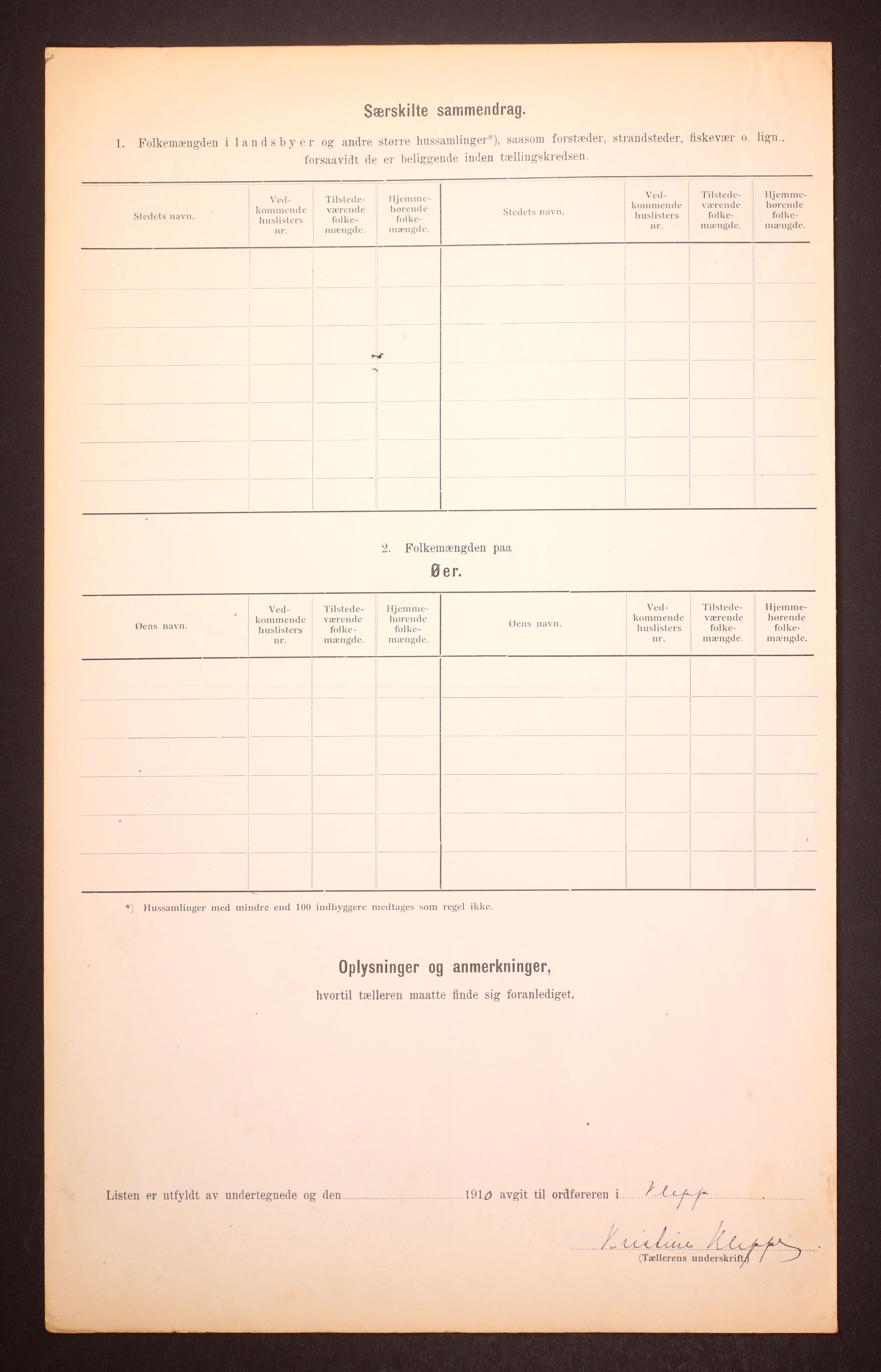 RA, 1910 census for Klepp, 1910, p. 9