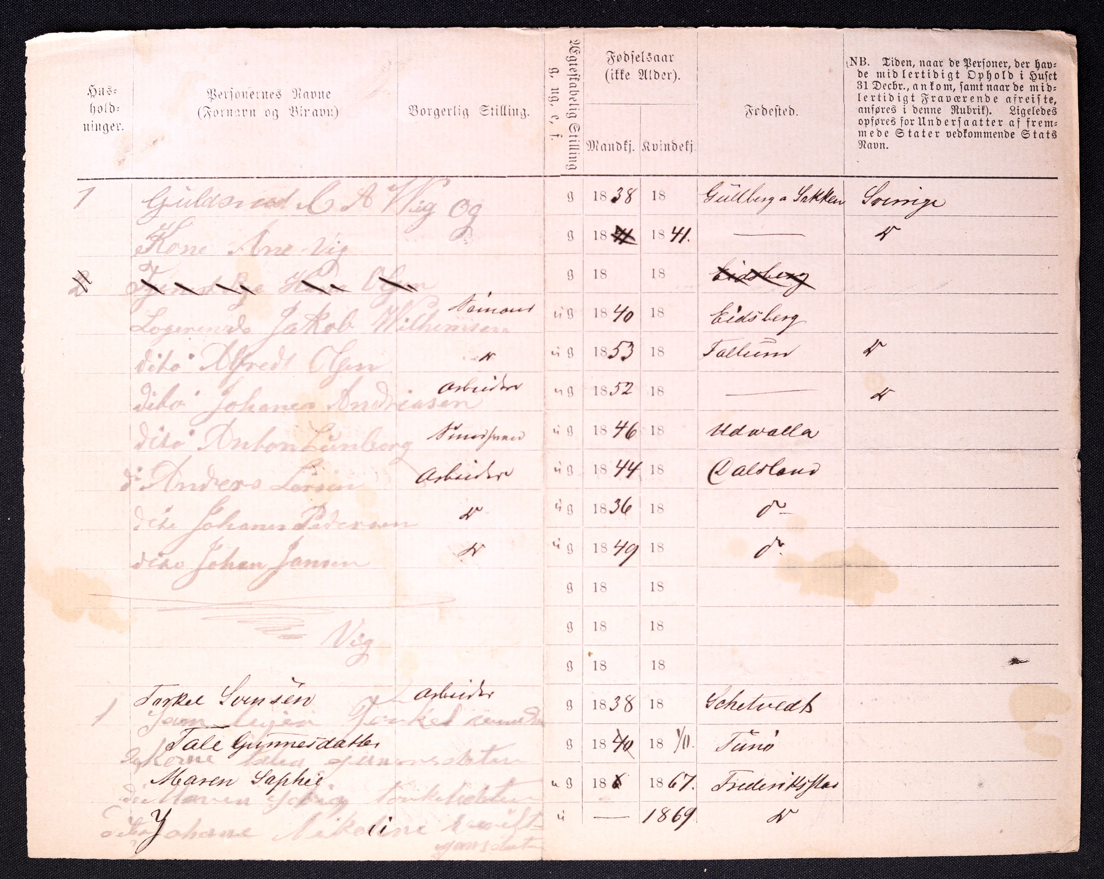 RA, 1870 census for 0103 Fredrikstad, 1870, p. 1254