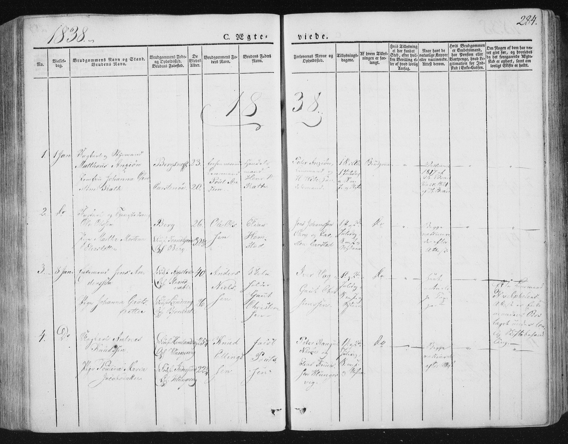 Ministerialprotokoller, klokkerbøker og fødselsregistre - Nord-Trøndelag, SAT/A-1458/784/L0669: Parish register (official) no. 784A04, 1829-1859, p. 284