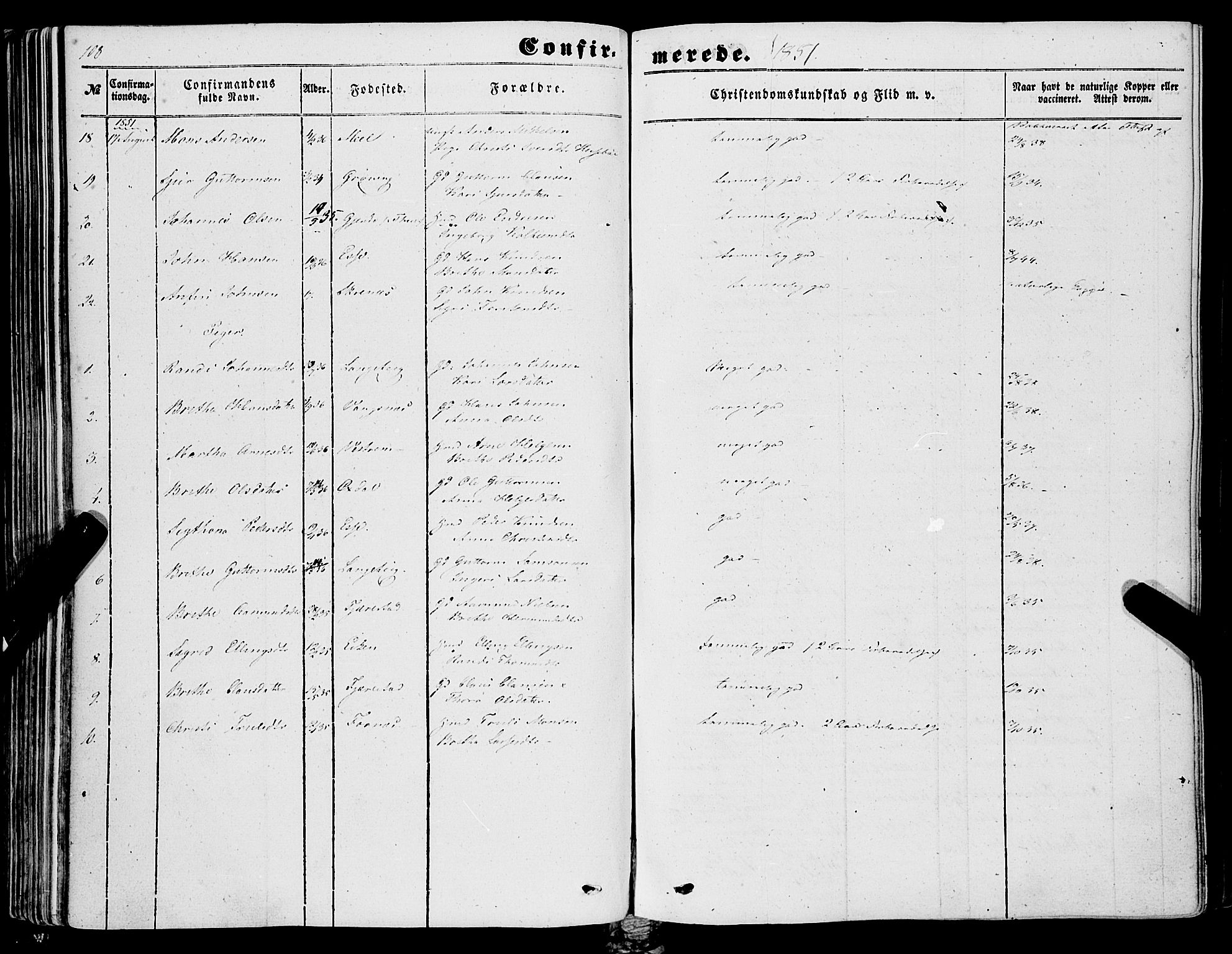 Balestrand sokneprestembete, AV/SAB-A-79601/H/Haa/Haaa/L0002: Parish register (official) no. A 2, 1847-1866, p. 108