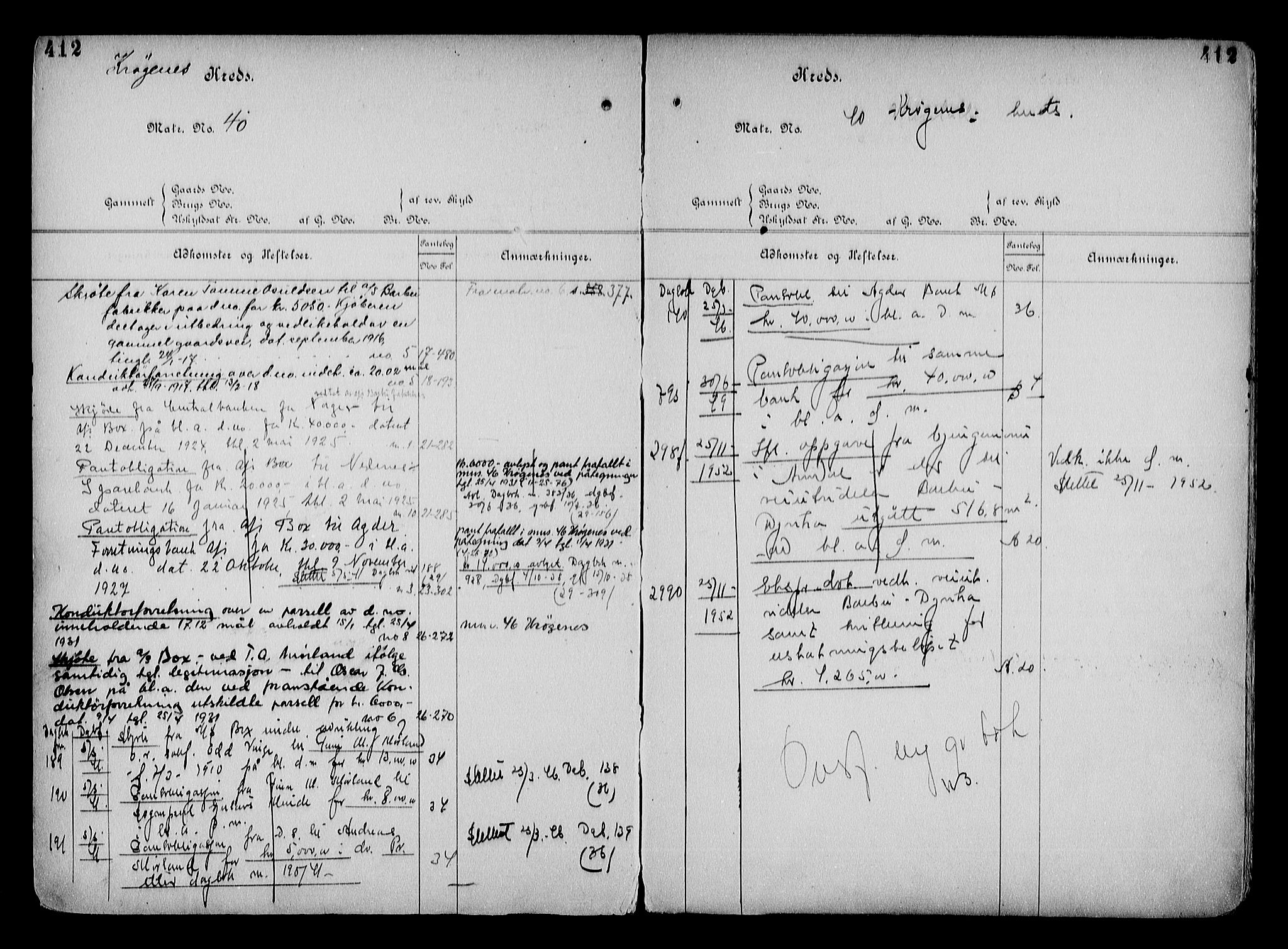 Arendal byfogd, AV/SAK-1222-0001/G/Ga/L0015: Mortgage register no. 13, 1860-1960, p. 412