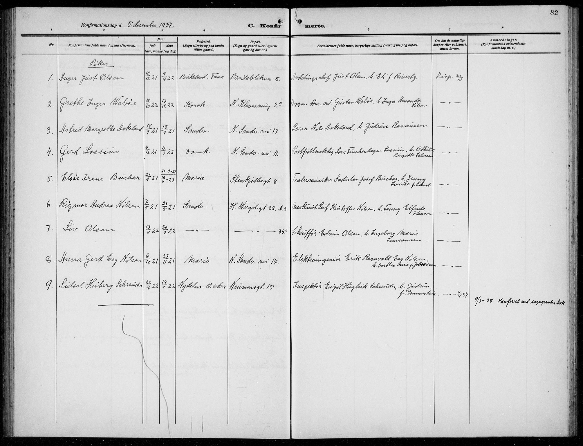 Mariakirken Sokneprestembete, AV/SAB-A-76901/H/Hab/L0010: Parish register (copy) no. A 10, 1920-1937, p. 82