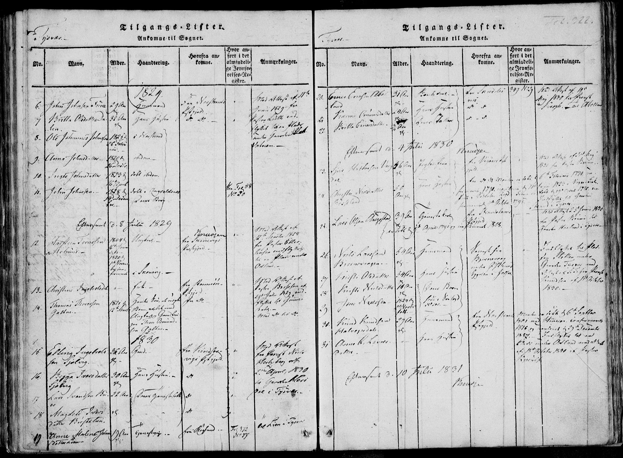 Skjold sokneprestkontor, AV/SAST-A-101847/H/Ha/Haa/L0004: Parish register (official) no. A 4 /1, 1815-1830, p. 322