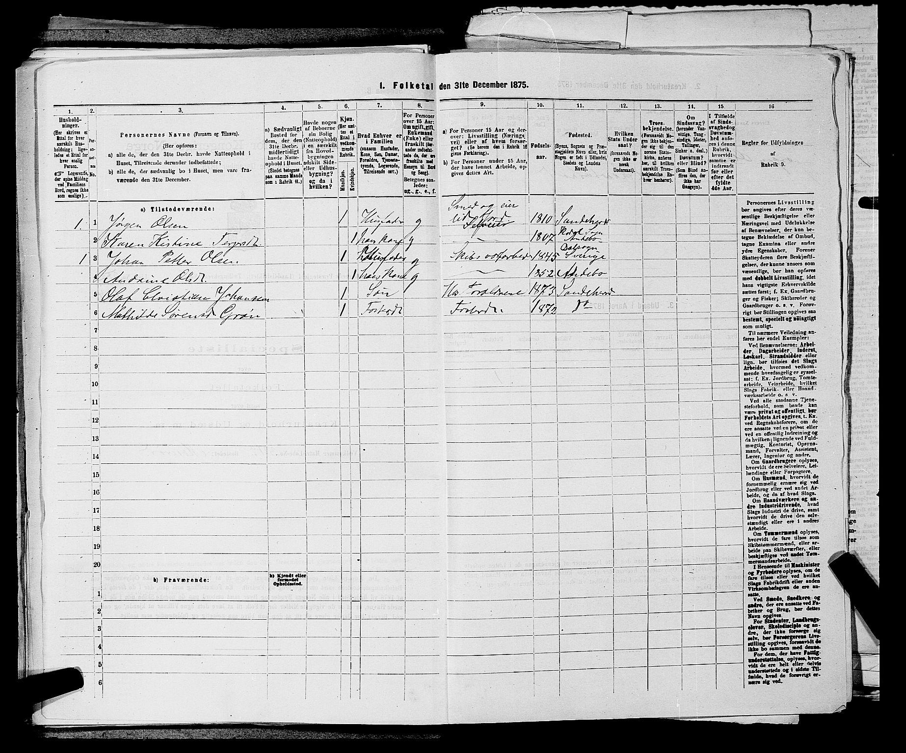 SAKO, 1875 census for 0724L Sandeherred/Sandeherred, 1875, p. 684