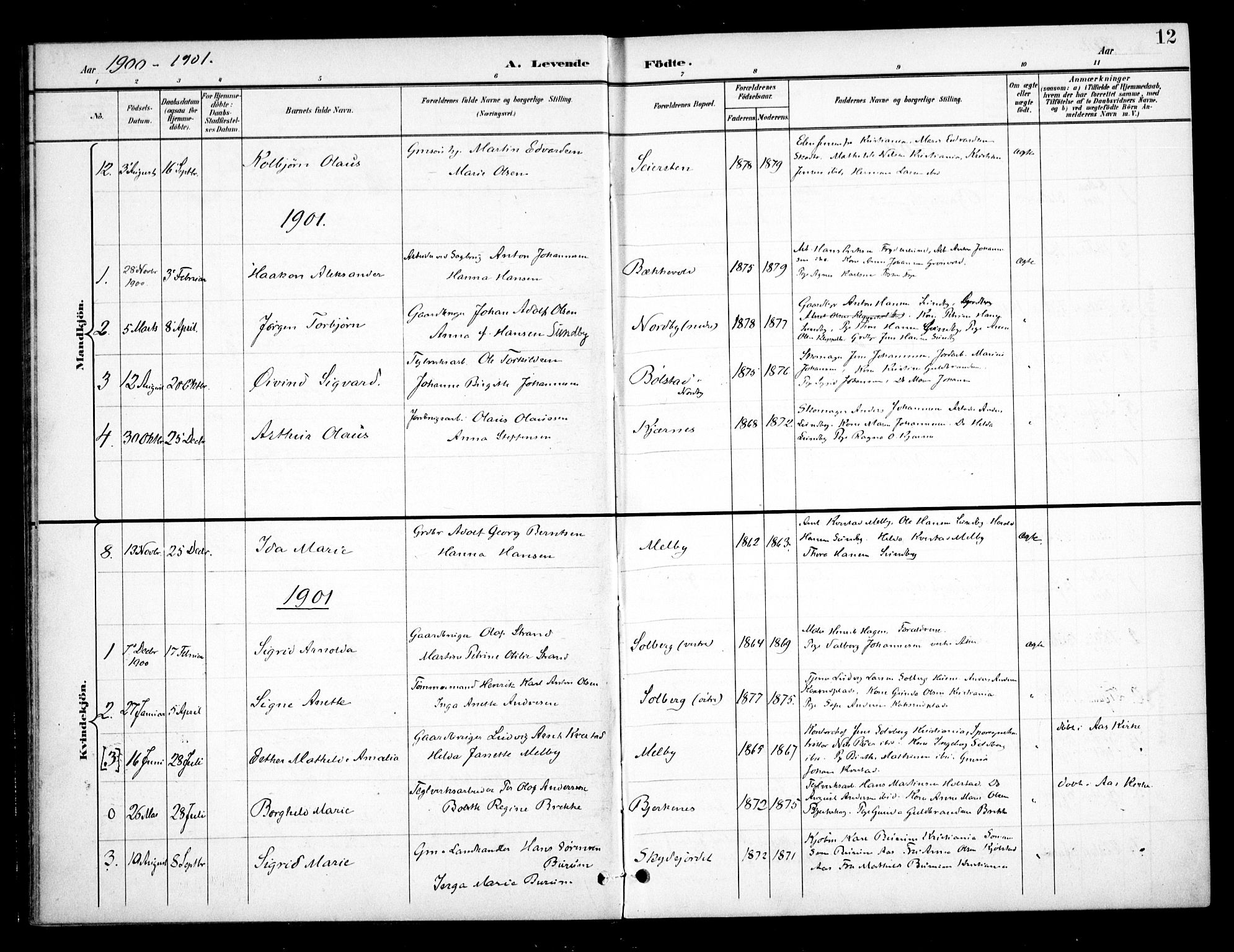 Ås prestekontor Kirkebøker, SAO/A-10894/F/Fb/L0002: Parish register (official) no. II 2, 1895-1916, p. 12