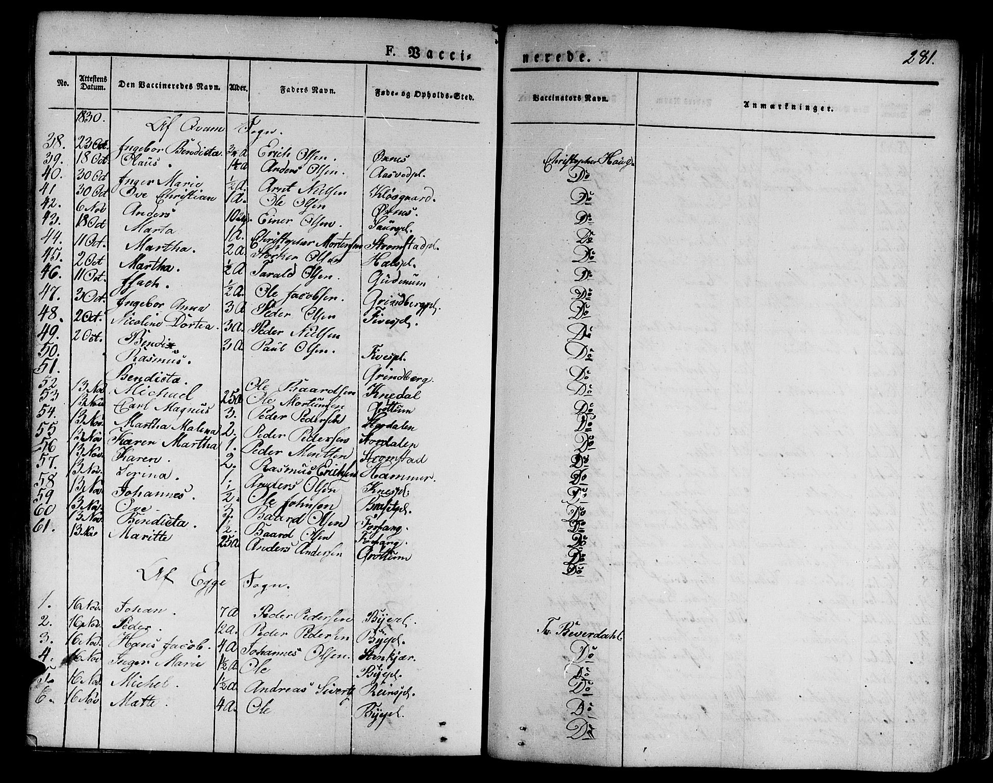 Ministerialprotokoller, klokkerbøker og fødselsregistre - Nord-Trøndelag, AV/SAT-A-1458/746/L0445: Parish register (official) no. 746A04, 1826-1846, p. 281