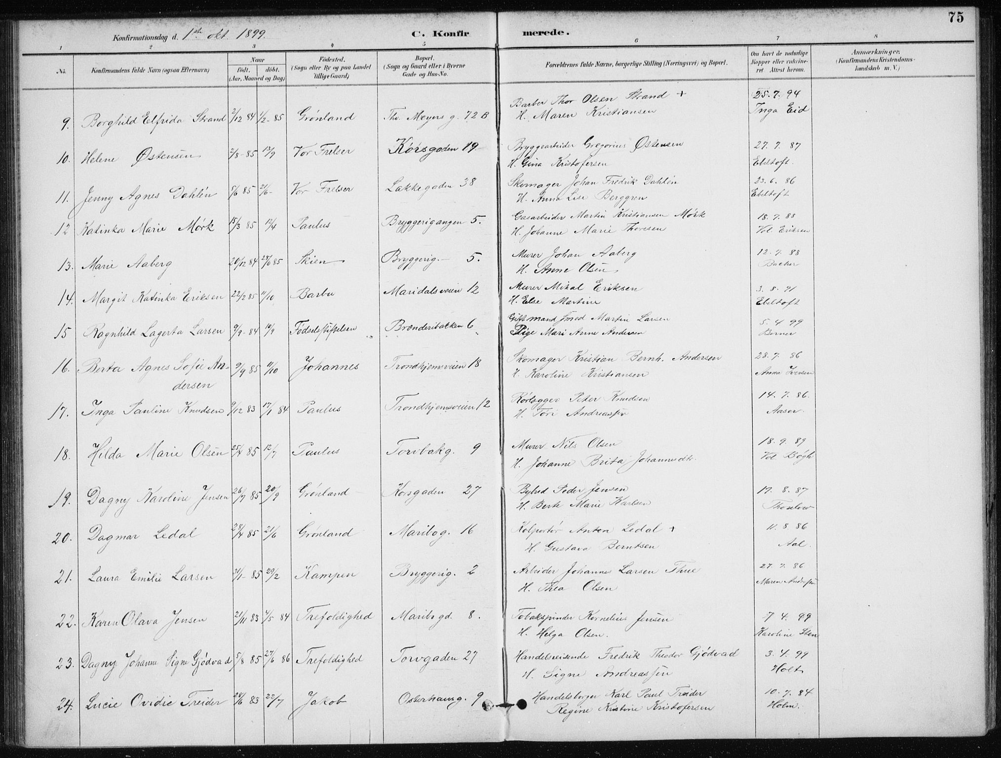 Jakob prestekontor Kirkebøker, SAO/A-10850/F/Fa/L0008: Parish register (official) no. 8, 1892-1924, p. 75