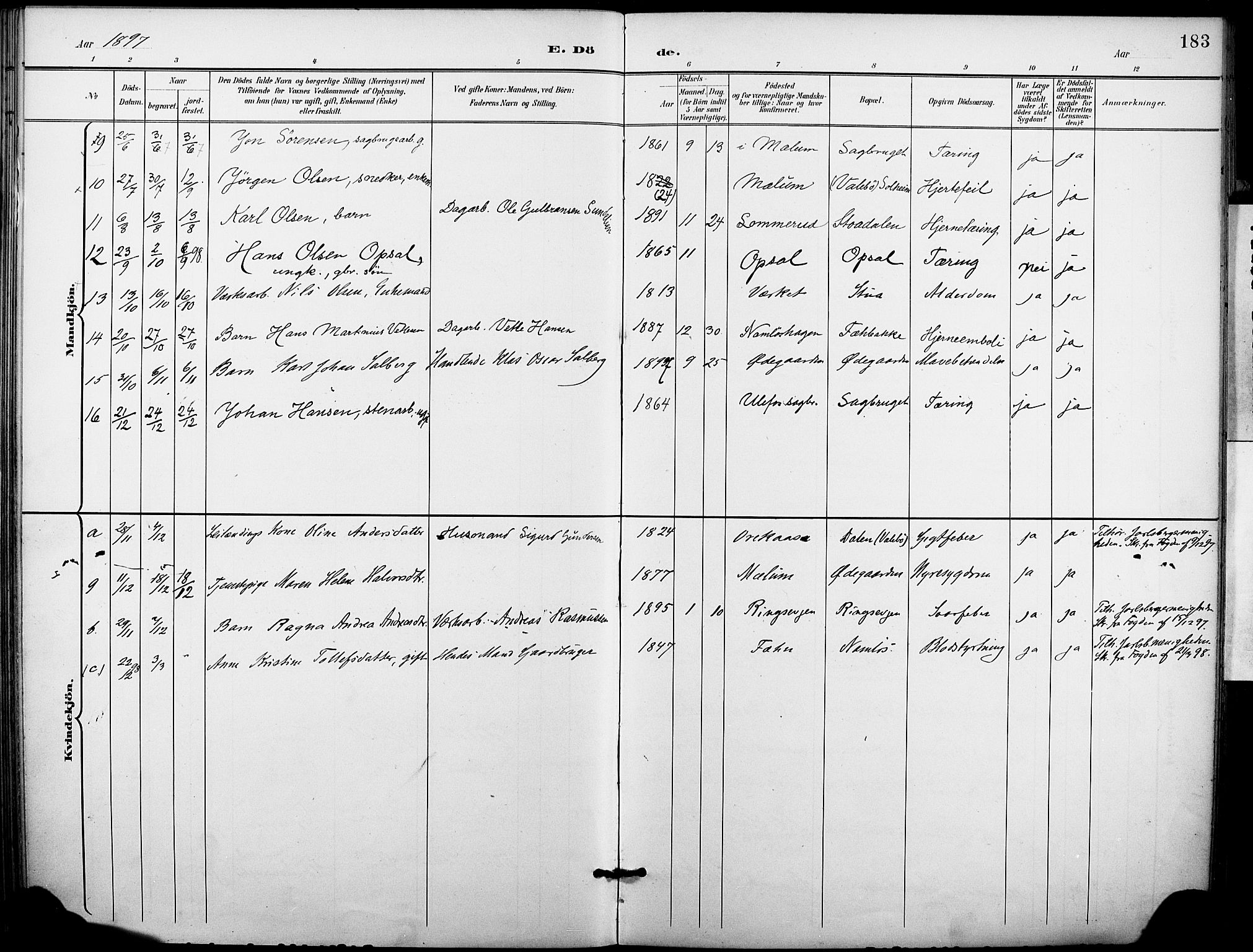Holla kirkebøker, SAKO/A-272/F/Fa/L0010: Parish register (official) no. 10, 1897-1907, p. 183