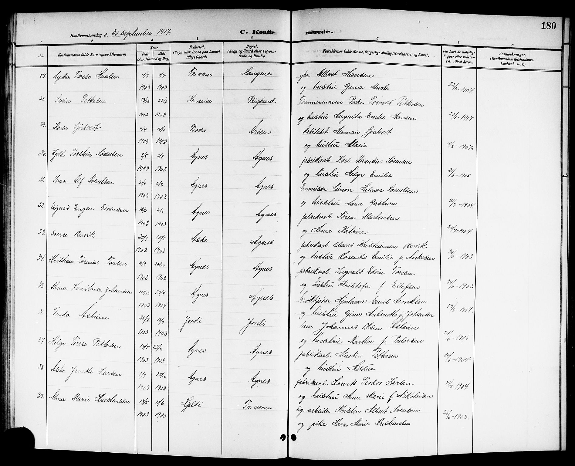 Brunlanes kirkebøker, SAKO/A-342/G/Ga/L0004: Parish register (copy) no. I 4, 1898-1921, p. 180