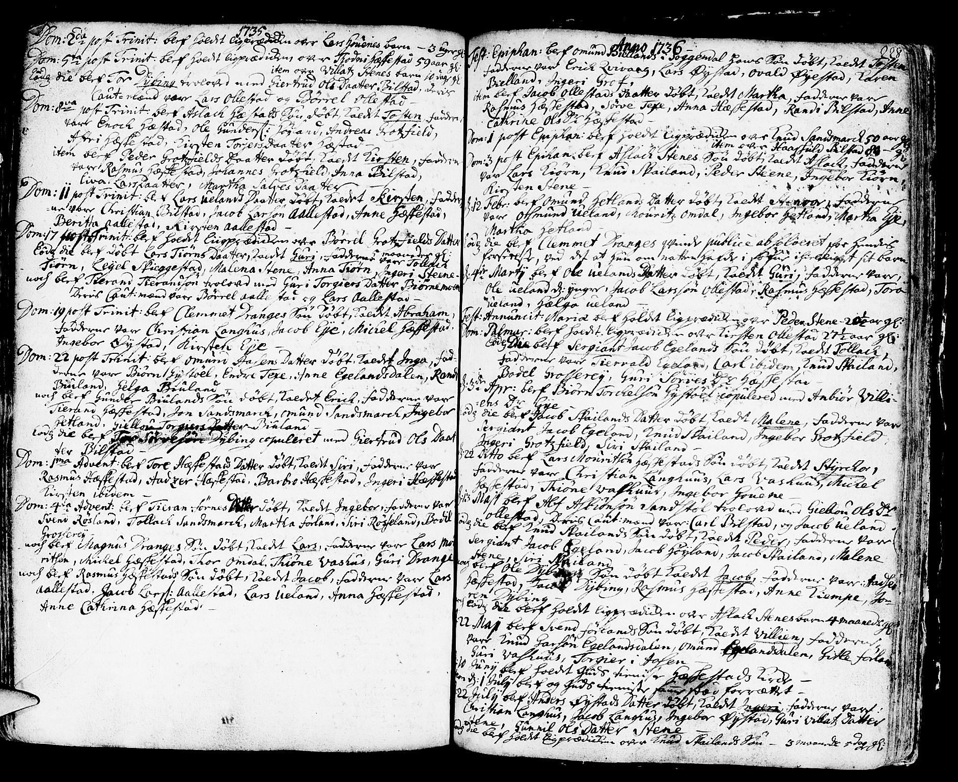 Helleland sokneprestkontor, SAST/A-101810: Parish register (official) no. A 1 /3, 1713-1761, p. 228