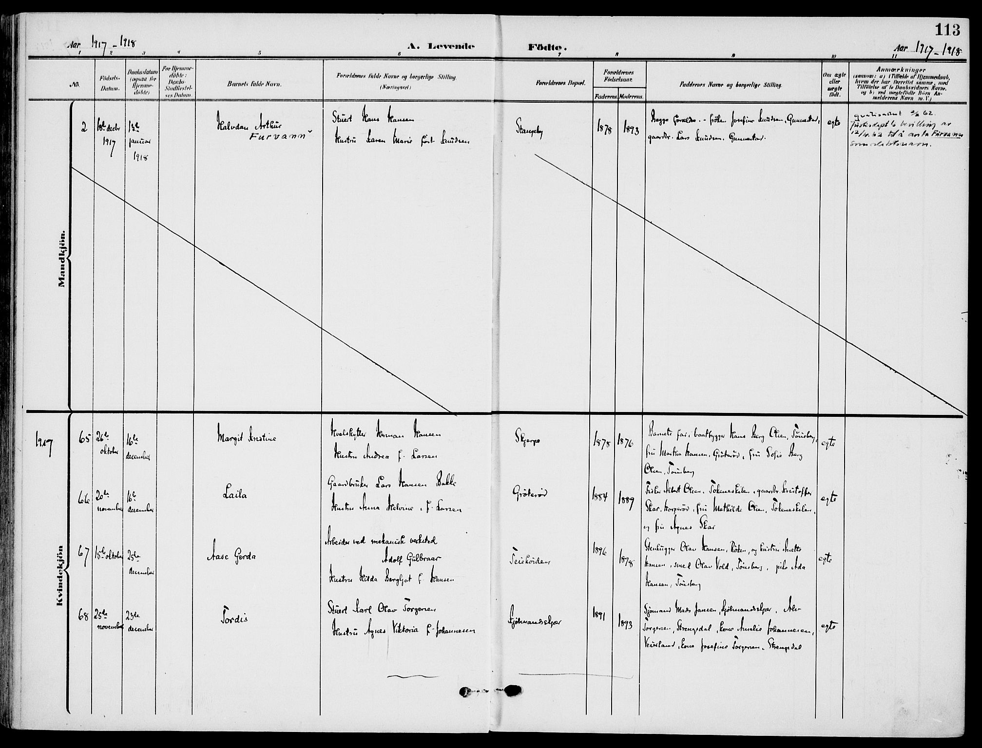 Nøtterøy kirkebøker, AV/SAKO-A-354/F/Fa/L0010: Parish register (official) no. I 10, 1908-1919, p. 113