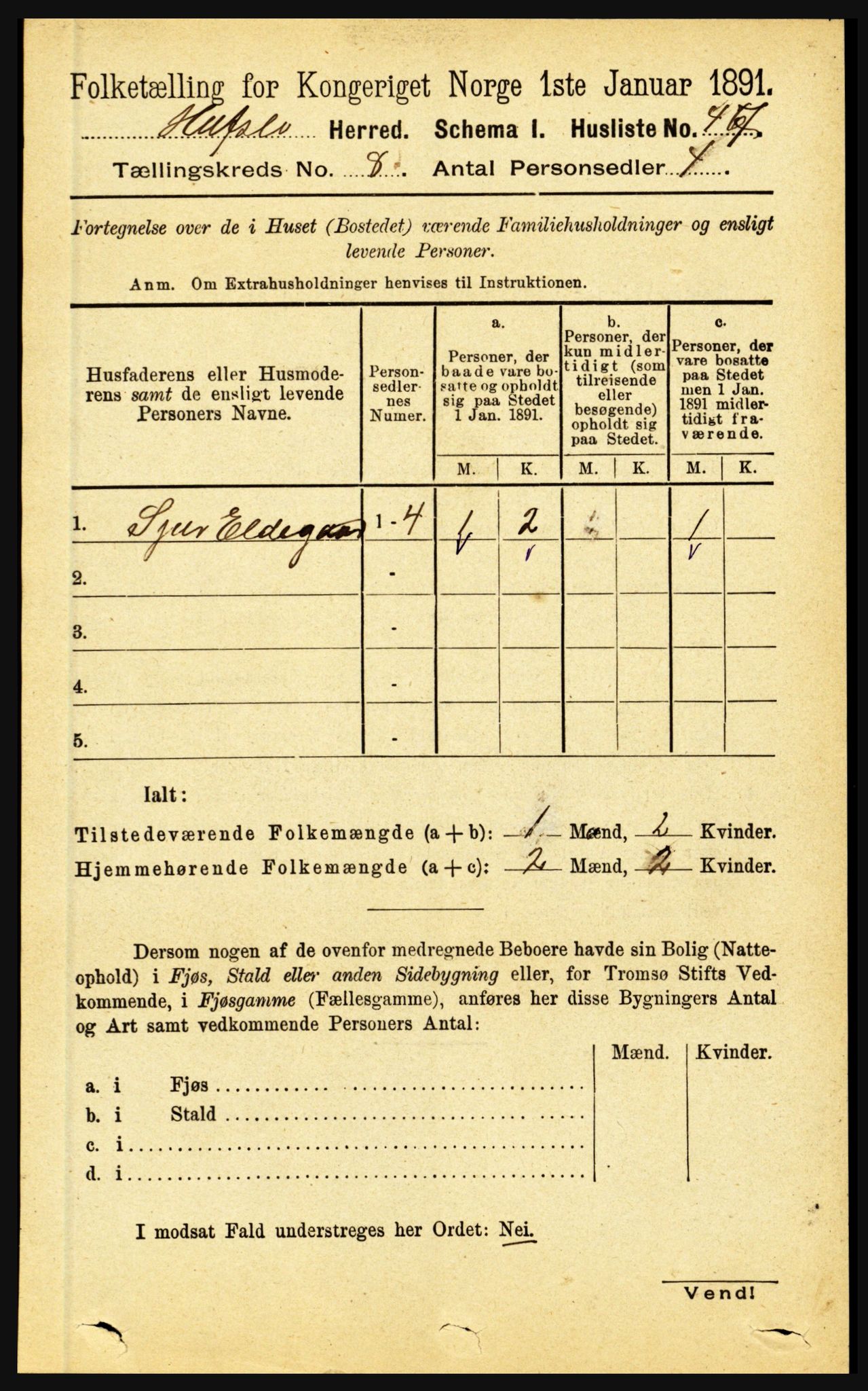 RA, 1891 census for 1425 Hafslo, 1891, p. 3173