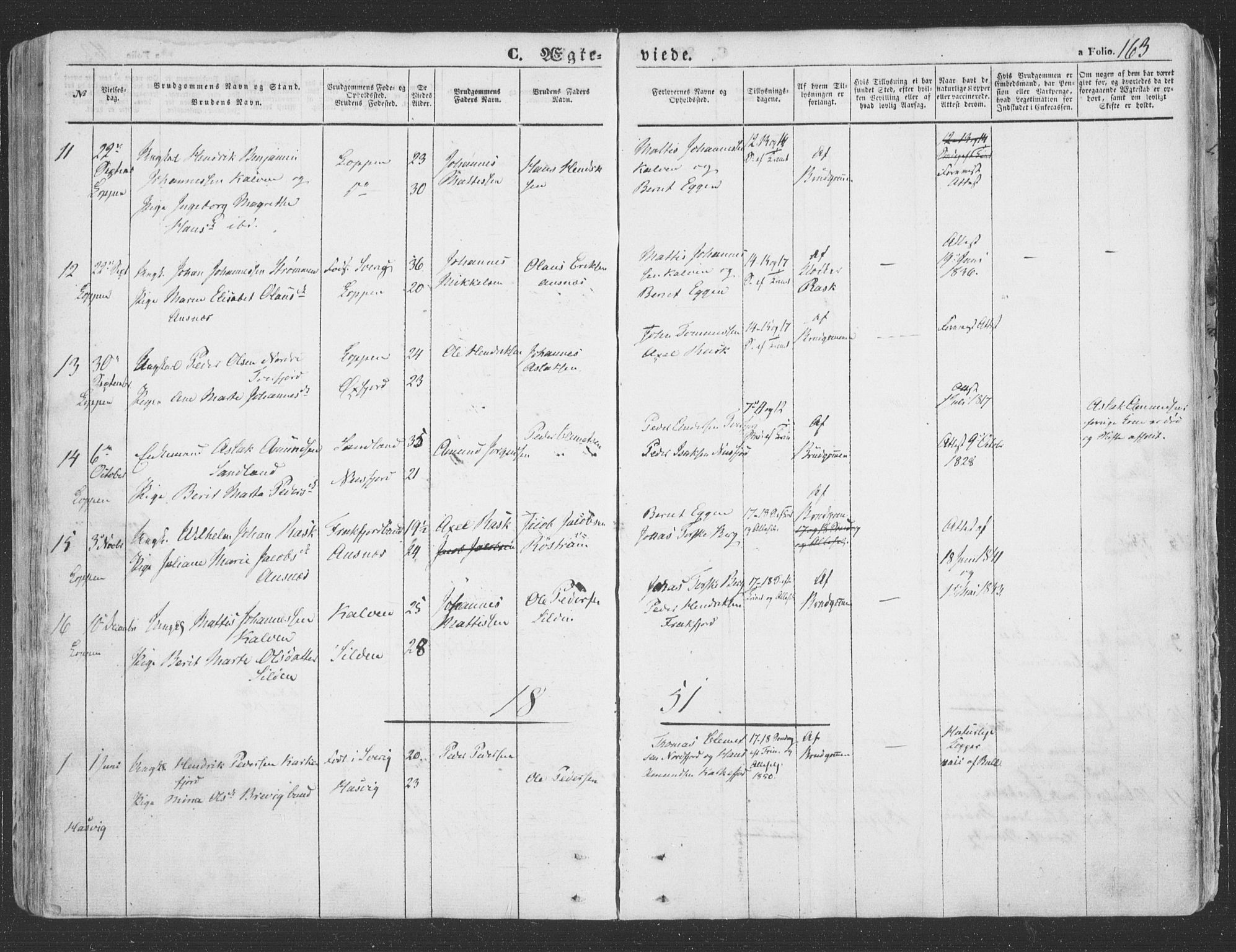 Loppa sokneprestkontor, SATØ/S-1339/H/Ha/L0004kirke: Parish register (official) no. 4, 1849-1868, p. 163