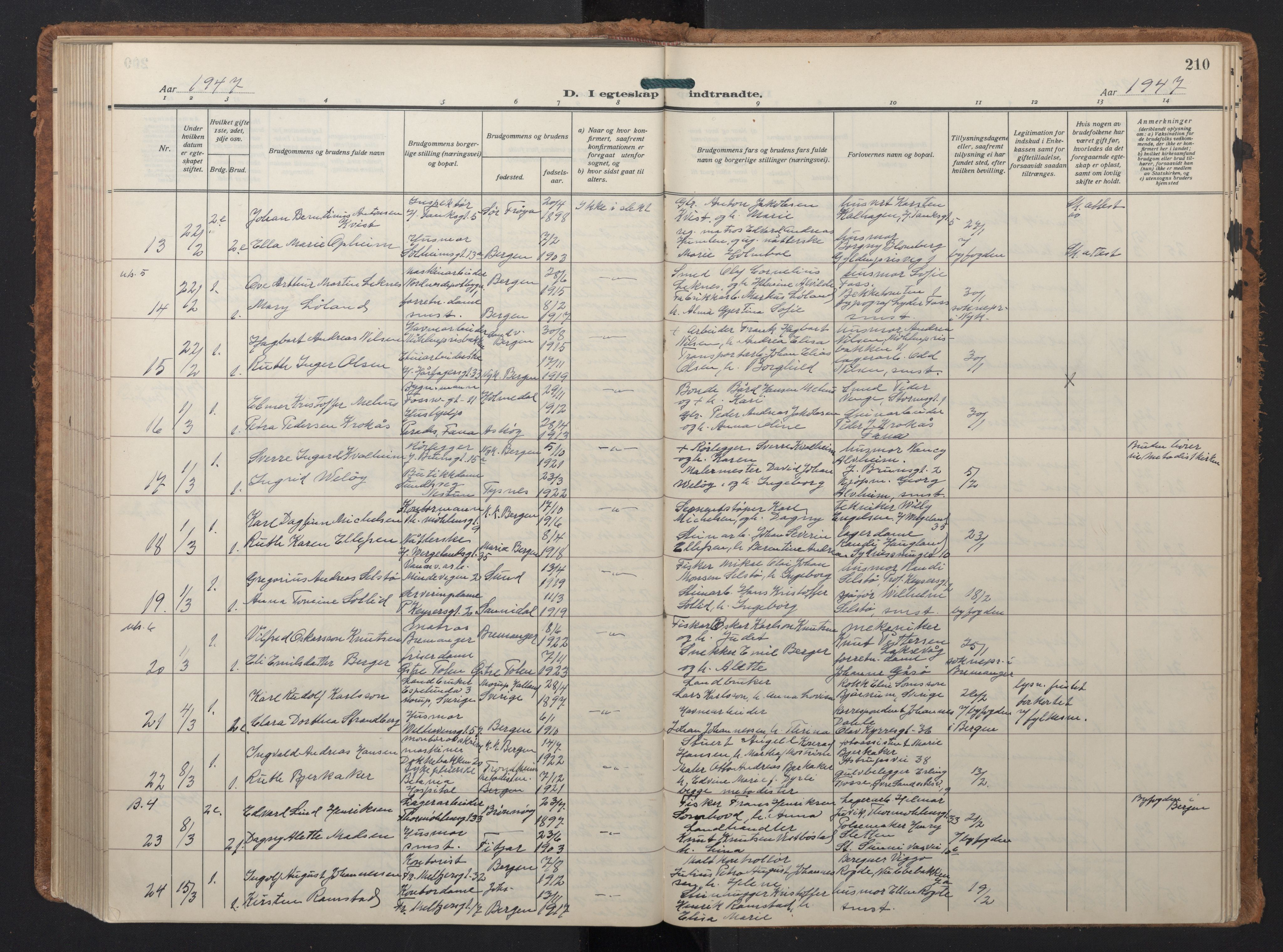 Johanneskirken sokneprestembete, AV/SAB-A-76001/H/Hab: Parish register (copy) no. C 3, 1929-1949, p. 209b-210a