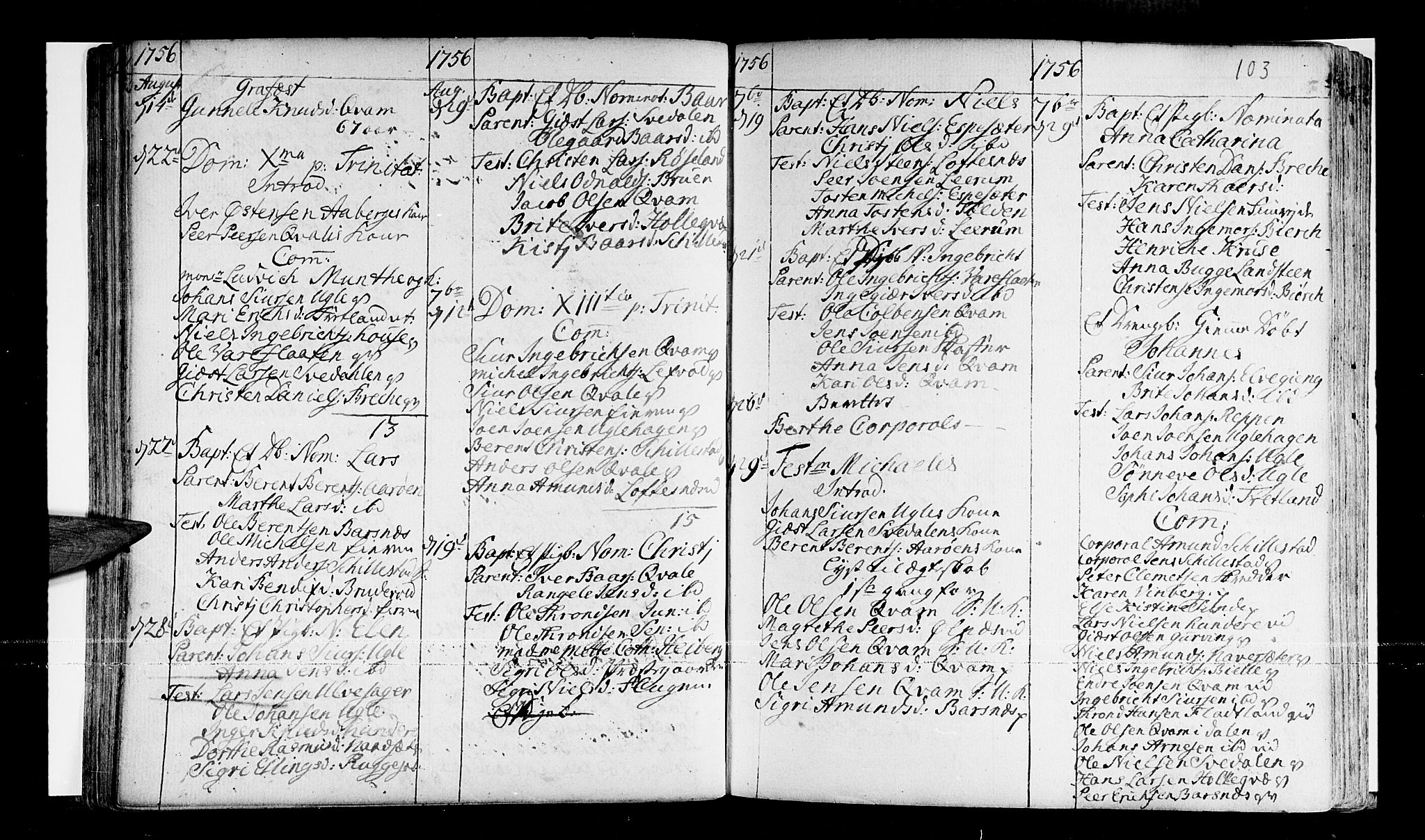 Sogndal sokneprestembete, SAB/A-81301/H/Haa/Haaa/L0003: Parish register (official) no. A 3, 1747-1768, p. 103