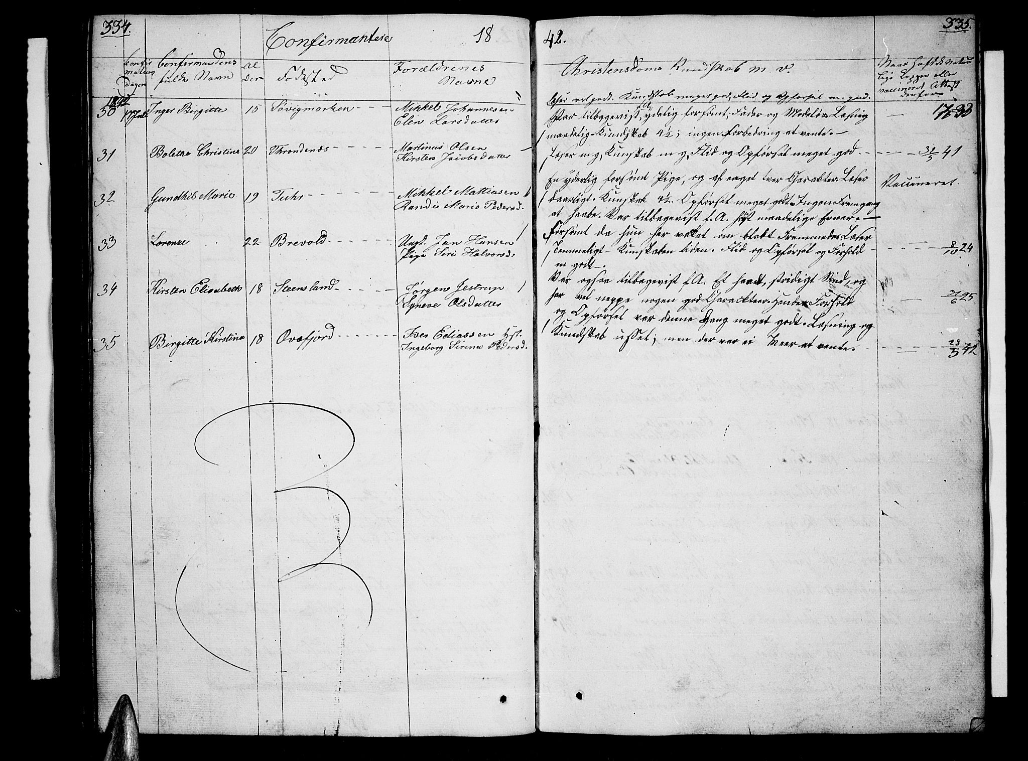 Trondenes sokneprestkontor, AV/SATØ-S-1319/H/Hb/L0005klokker: Parish register (copy) no. 5, 1834-1845, p. 334-335