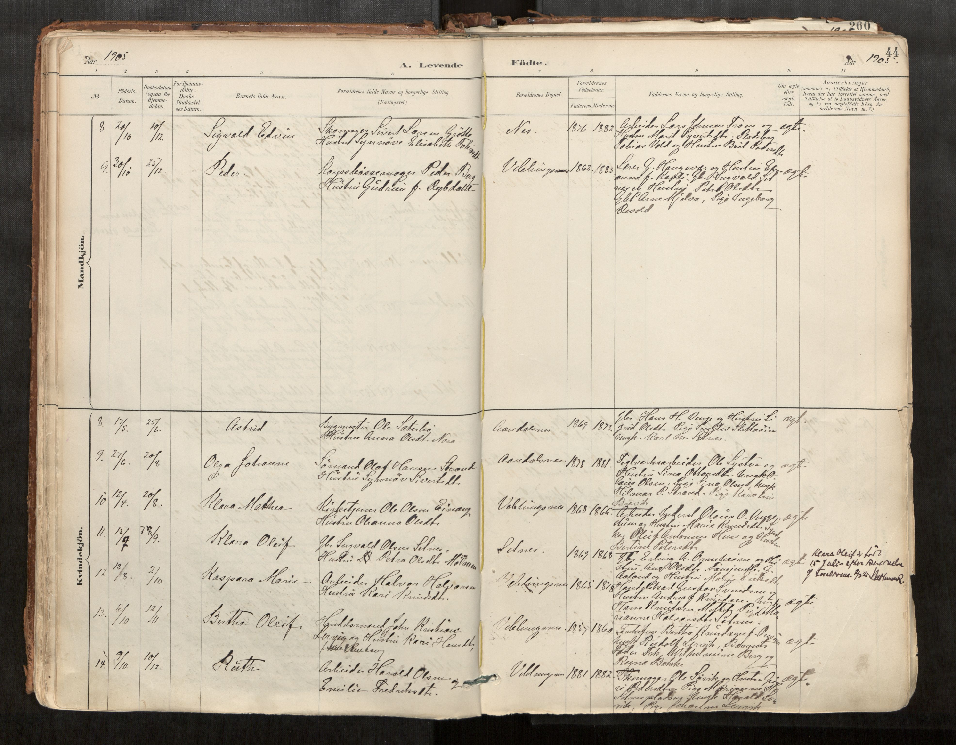 Ministerialprotokoller, klokkerbøker og fødselsregistre - Møre og Romsdal, AV/SAT-A-1454/544/L0585: Parish register (official) no. 544A06, 1887-1924, p. 44