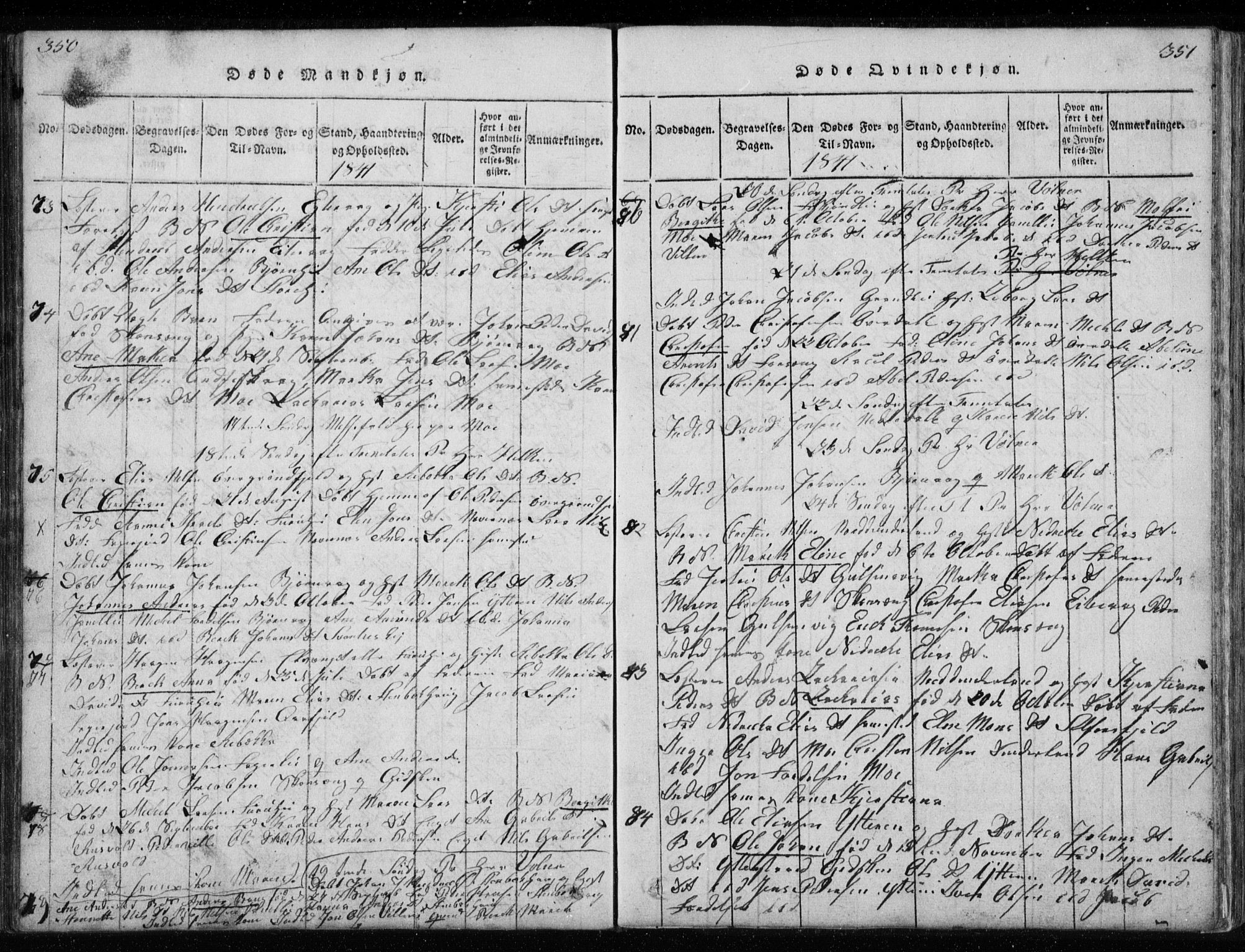 Ministerialprotokoller, klokkerbøker og fødselsregistre - Nordland, AV/SAT-A-1459/827/L0412: Parish register (copy) no. 827C01, 1820-1841, p. 350-351