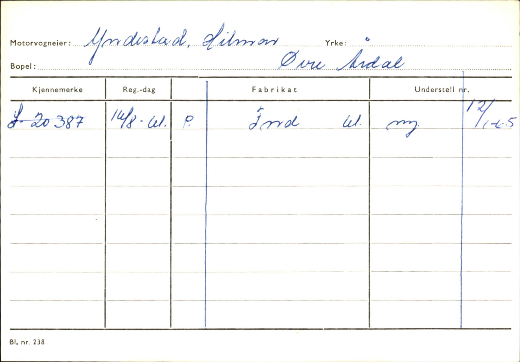 Statens vegvesen, Sogn og Fjordane vegkontor, AV/SAB-A-5301/4/F/L0146: Registerkort Årdal R-Å samt diverse kort, 1945-1975, p. 1382