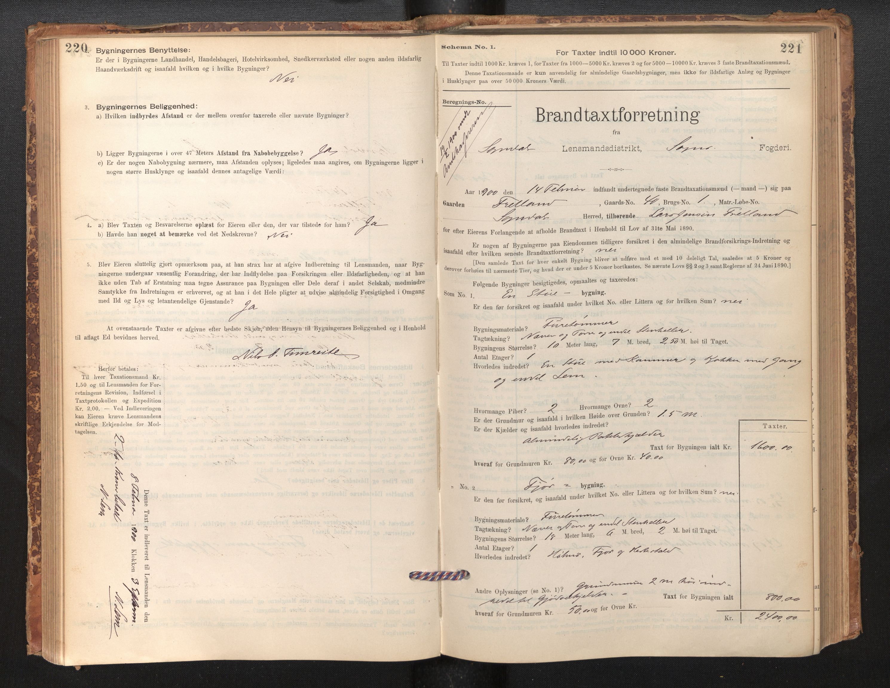 Lensmannen i Sogndal, AV/SAB-A-29901/0012/L0008: Branntakstprotokoll, skjematakst, 1895-1906, p. 220-221