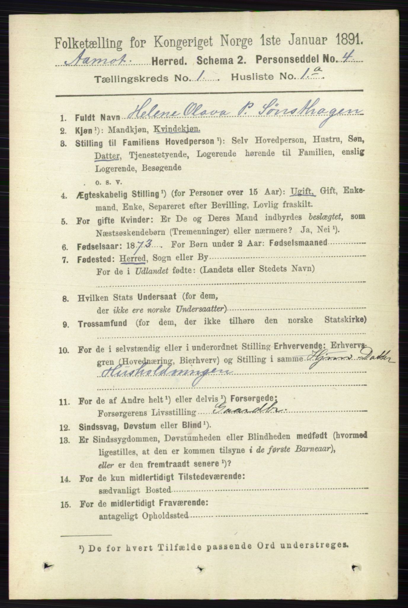 RA, 1891 census for 0429 Åmot, 1891, p. 136